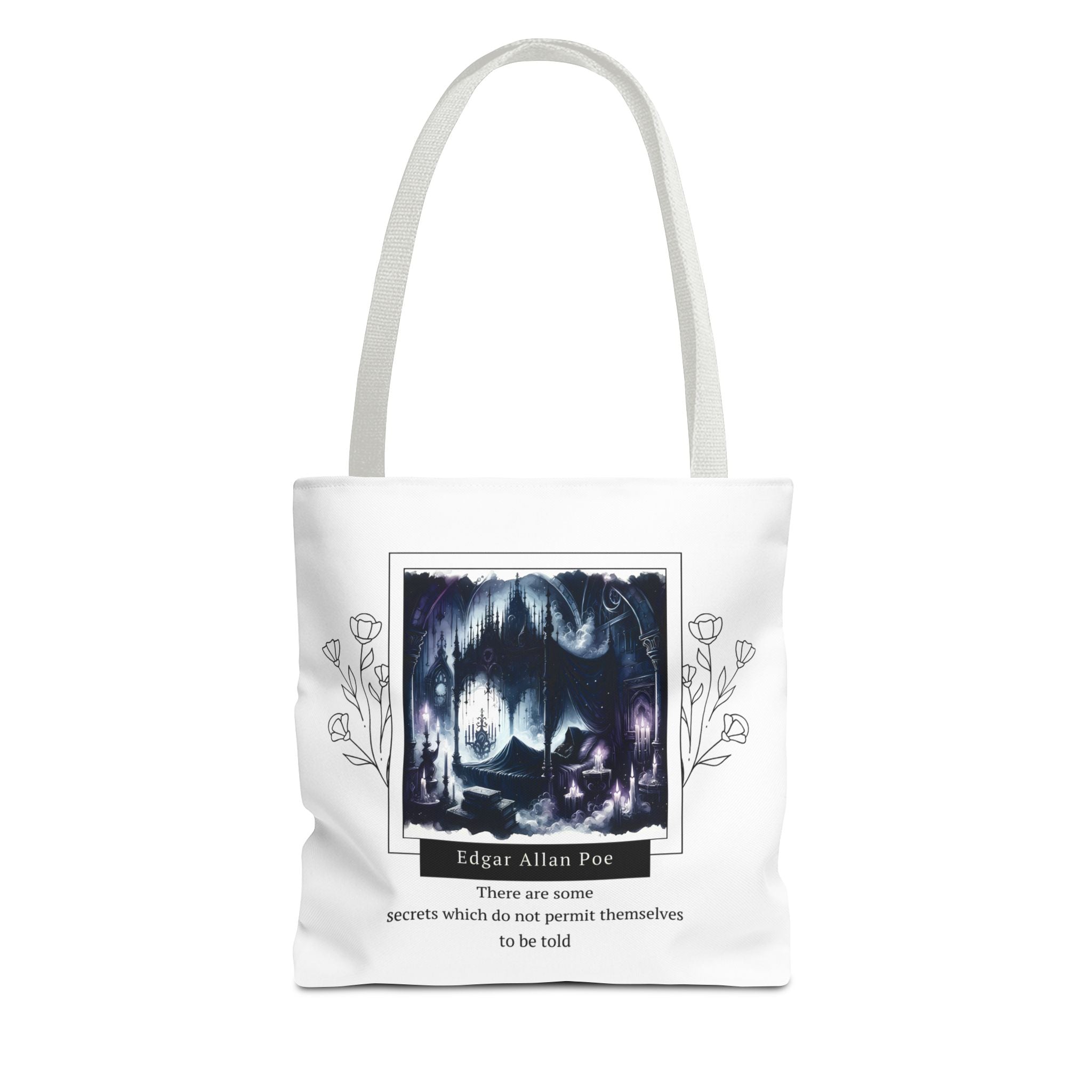 Edgar Allan Poe Secrets Quote Tote Bag | Mysterious AOP Tote