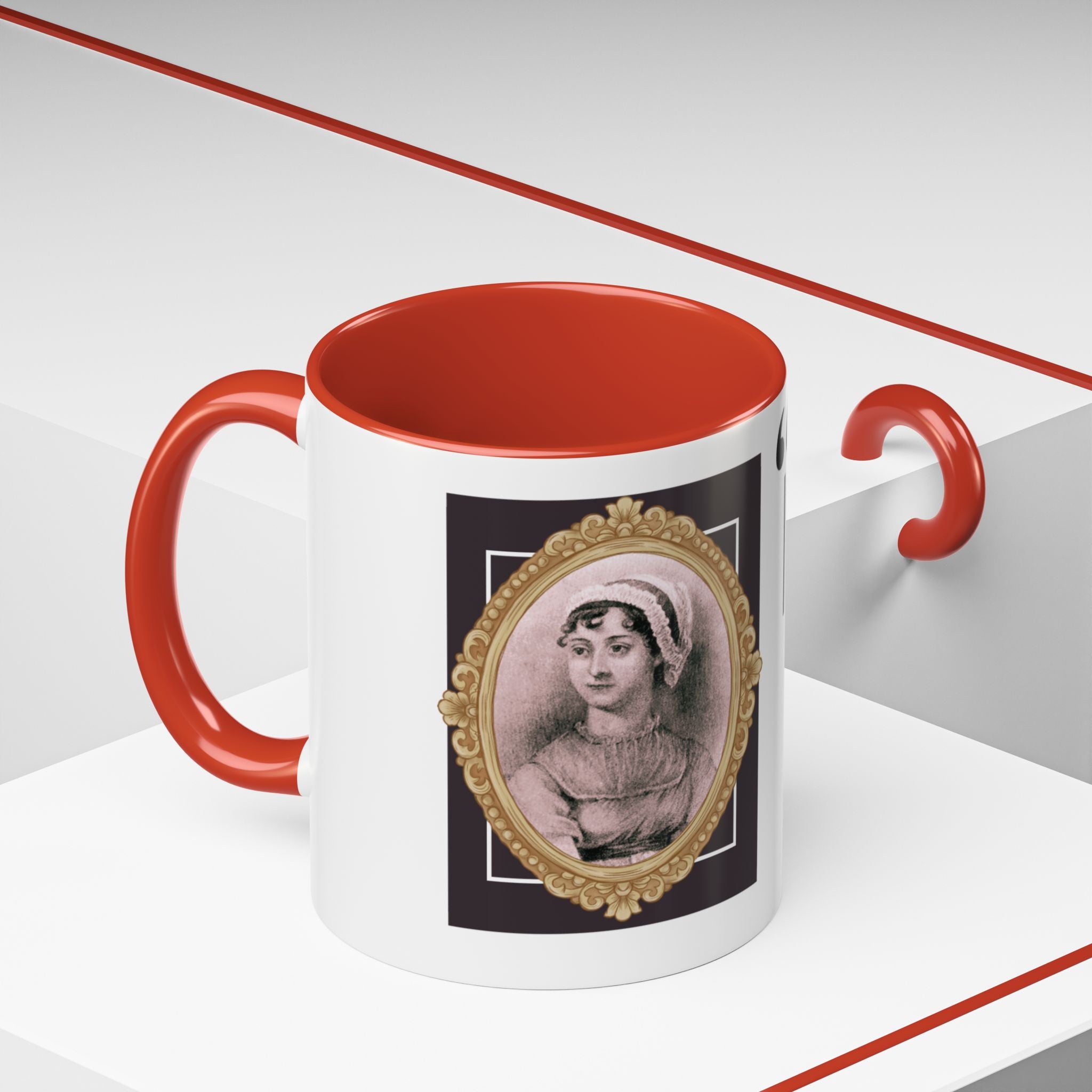 Jane Austen -  Jane Austen	 - A lady's imagination is very rapid; it jumps from admiration to love, from love to matrimony in a moment - Quote Accent Coffee Mug (11, 15oz)