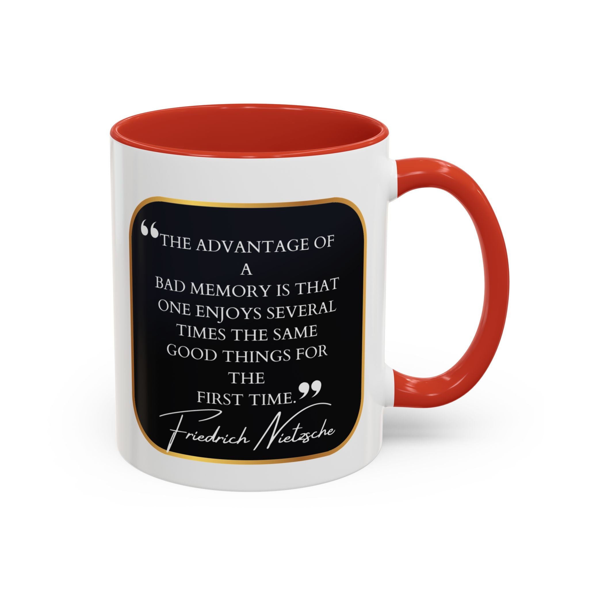 Nietzsche Bad Memory Advantage Quote Coffee Cup | 11oz, 15oz Accent Mugs for Philosophy Lovers & Thoughtful Gifts