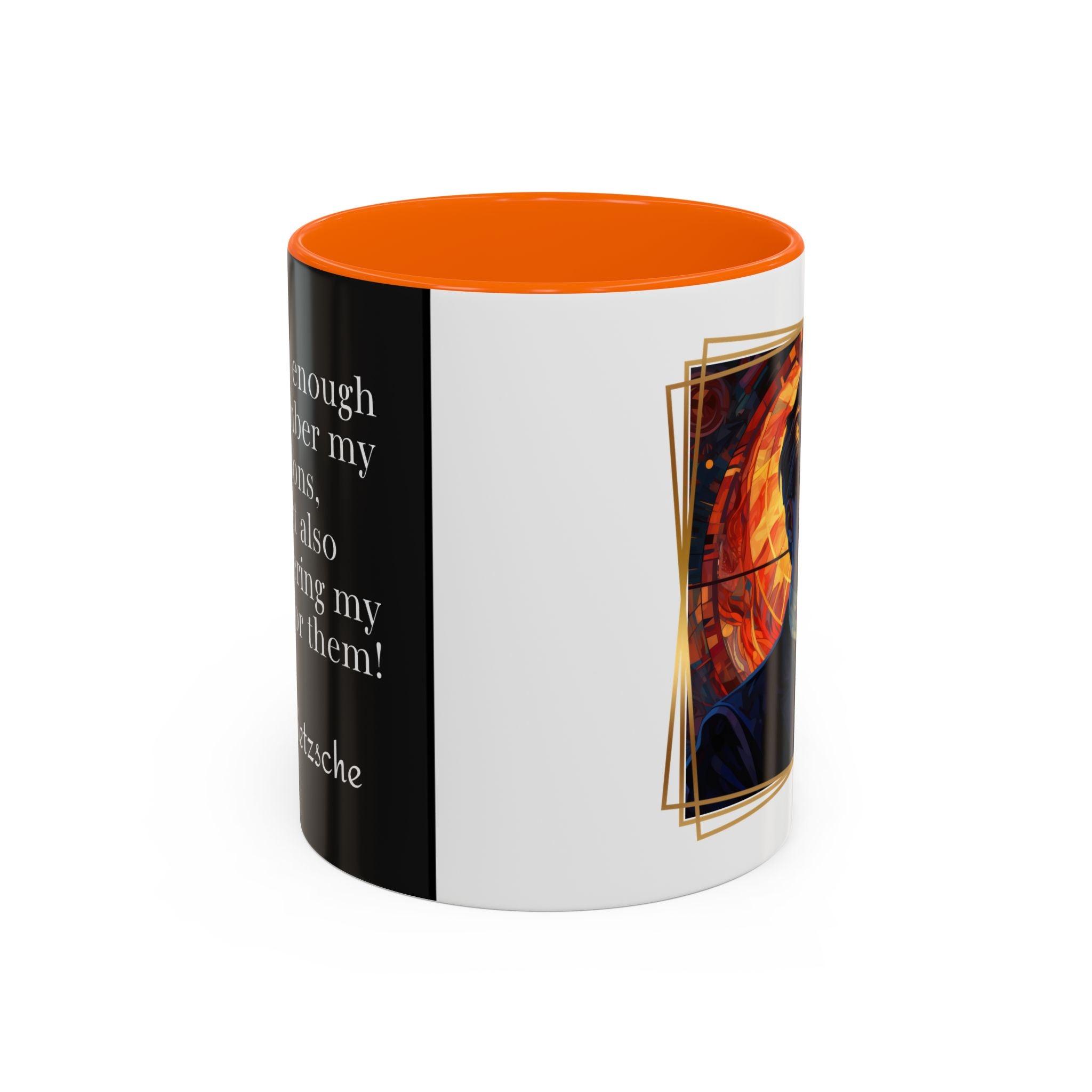 Nietzsche Pic with  Opinions and Reasons Quote Coffee Cup | 11oz, 15oz Accent Mugs for Philosophy Lovers & Thoughtful Gifts