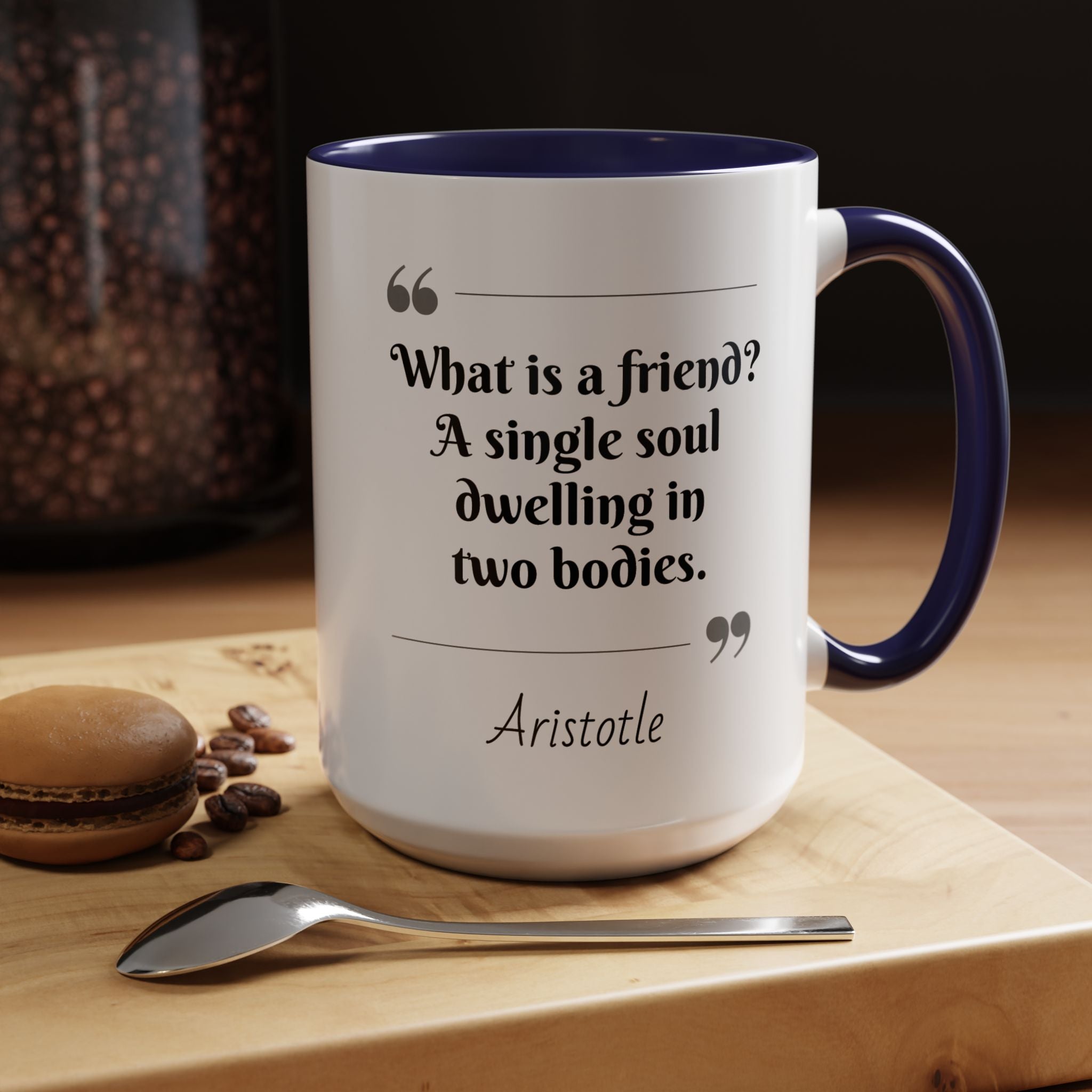 Aristotle What is a Friend Quote Mug | Motivational Philosophy Cup | 11oz, 15oz Accent Mugs for Thinkers & Positivity Lovers