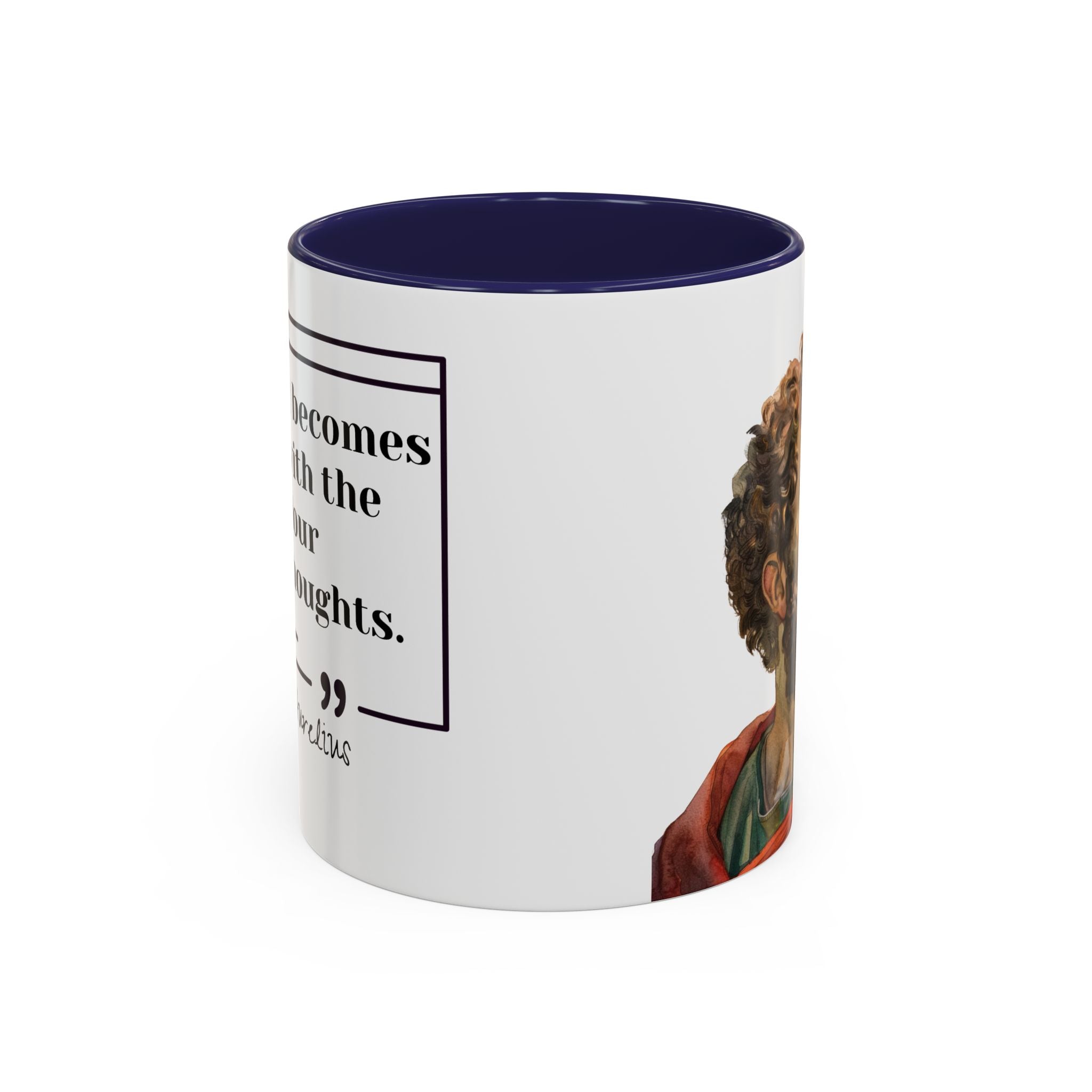 Marcus Aurelius Colour of a Soul Quote Mug | Philosophical Coffee Cup | 11oz, 15oz Accent Mugs for Thinkers| Stoics| Roman Empire