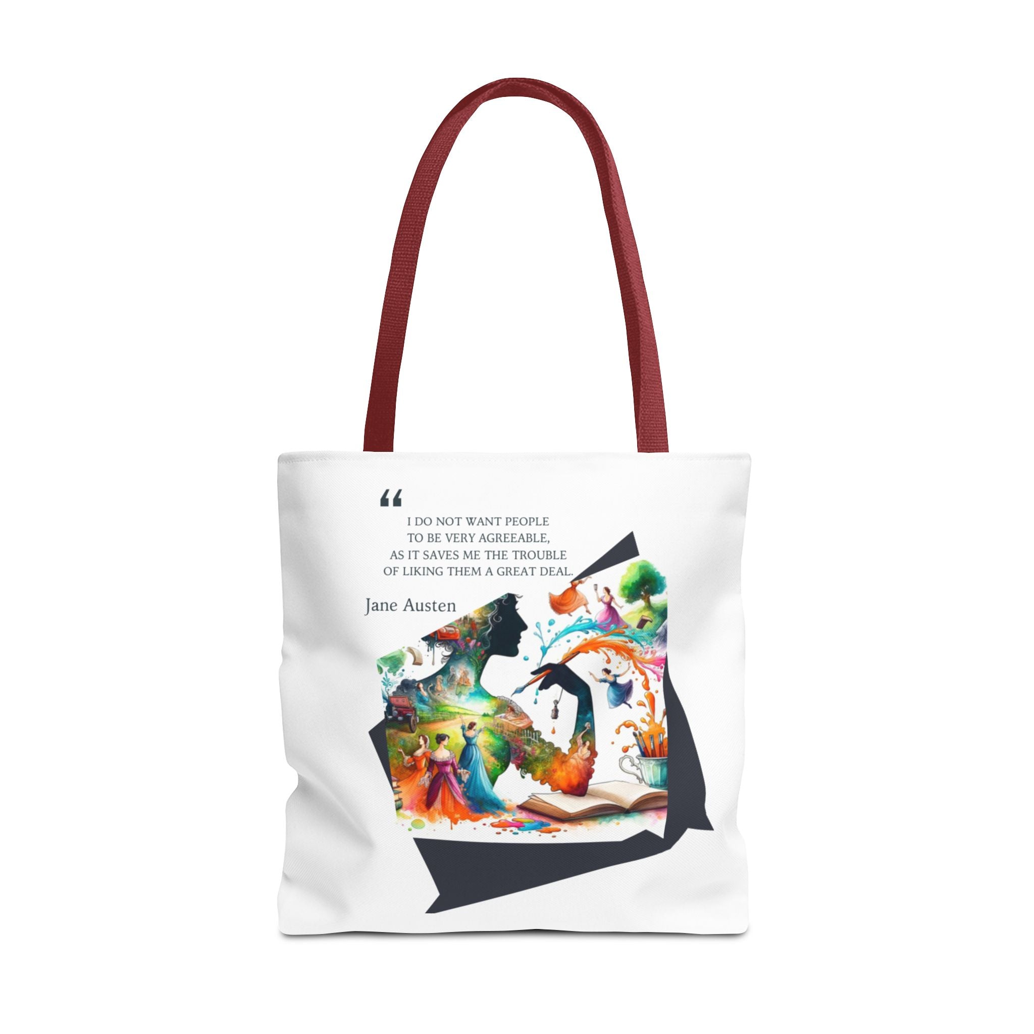Jane Austen - I don't want to like people quote Tote Bag (AOP) in 3 sizes| Literary Gifts | Pride and Prejudice| Perfect Gift for Austen Fan