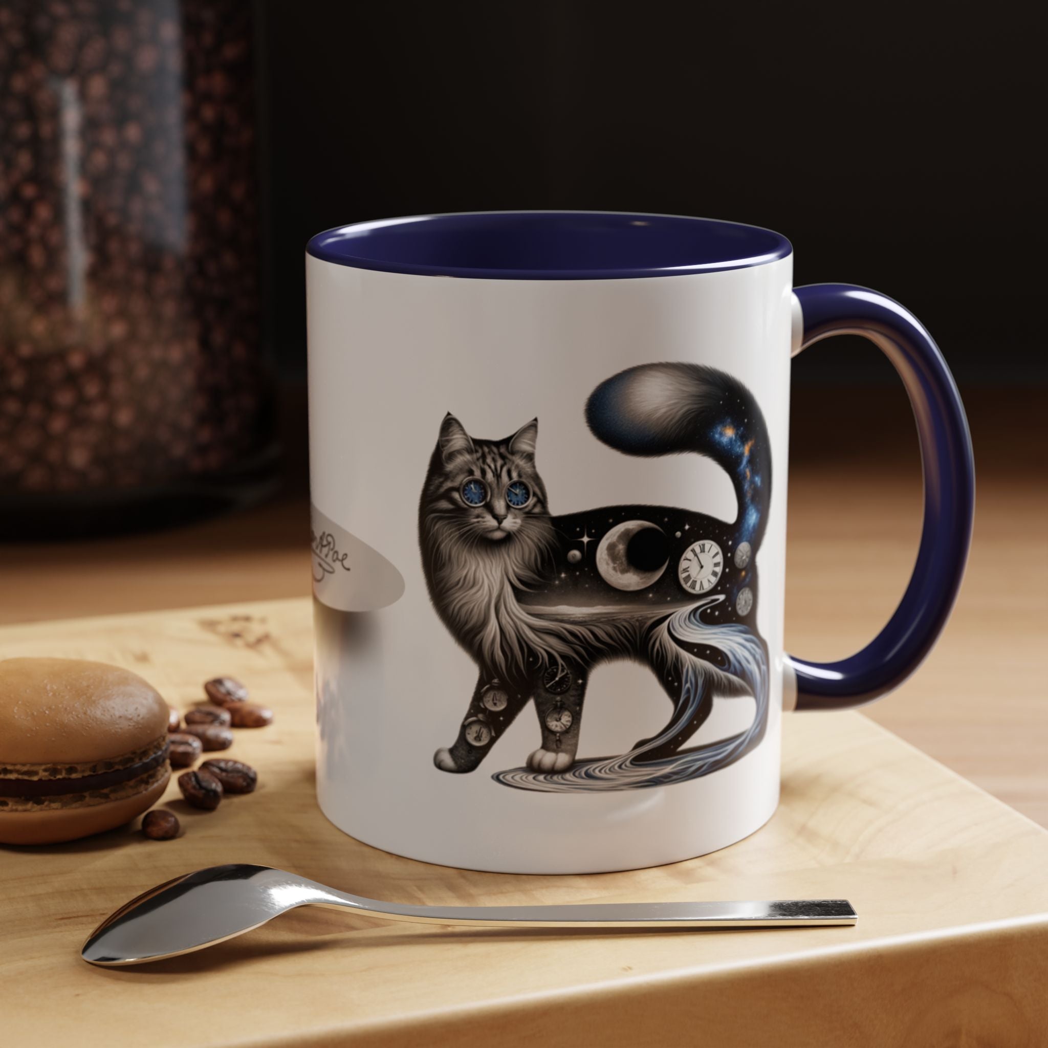 Edgar Allan Poe - I wish I could write as mysterious as a cat quote - Accent Coffee Mug (11, 15oz)