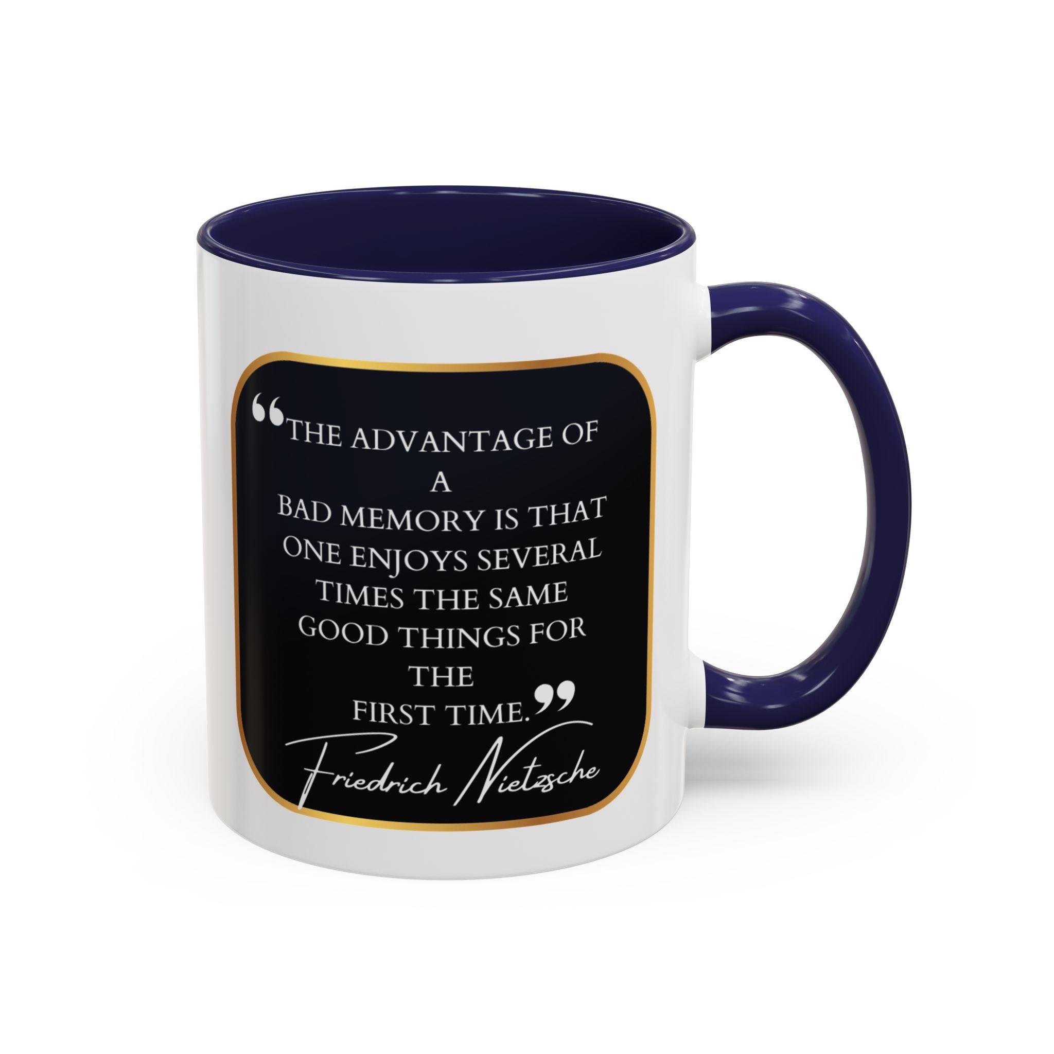 Nietzsche Bad Memory Advantage Quote Coffee Cup | 11oz, 15oz Accent Mugs for Philosophy Lovers & Thoughtful Gifts