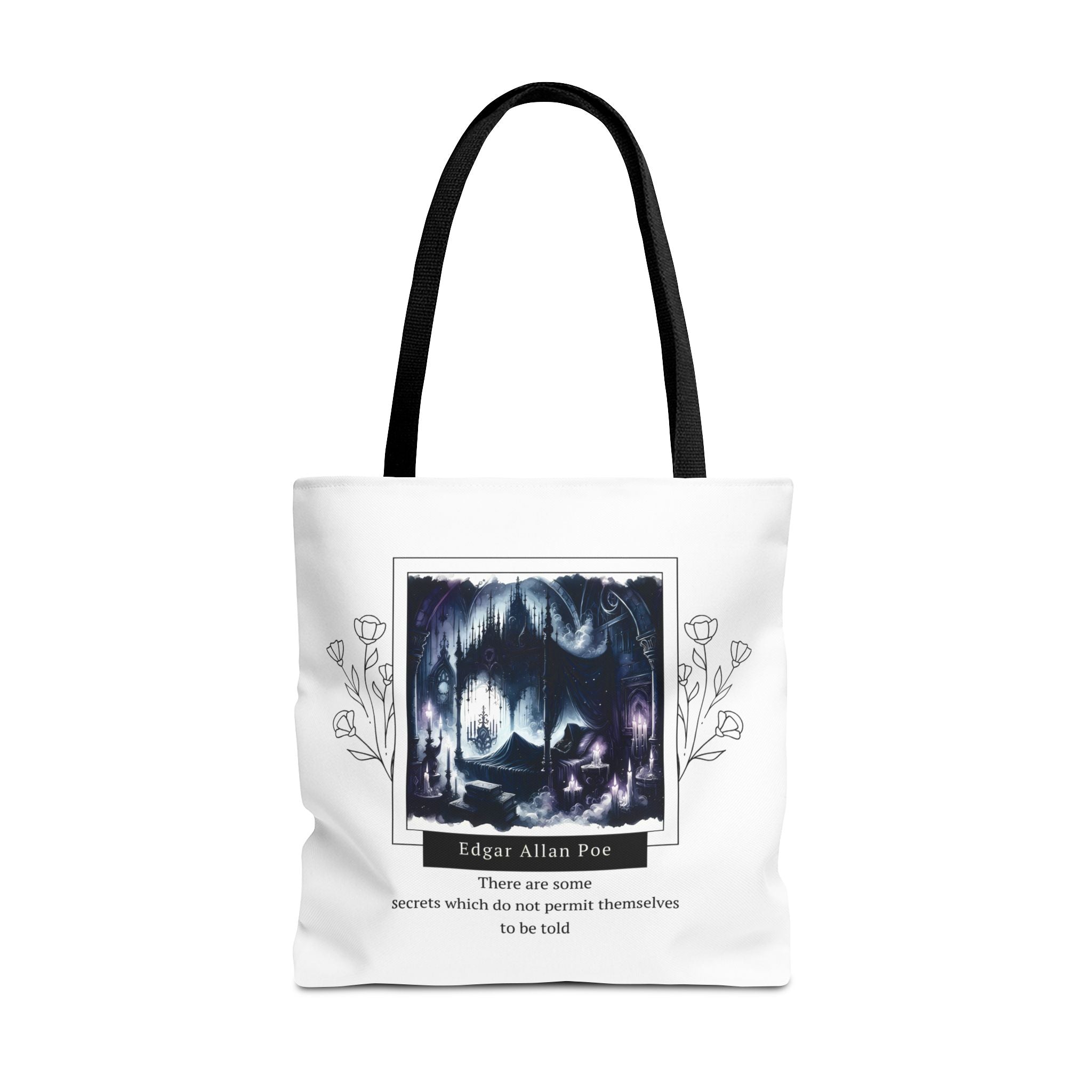 Edgar Allan Poe Secrets Quote Tote Bag | Mysterious AOP Tote