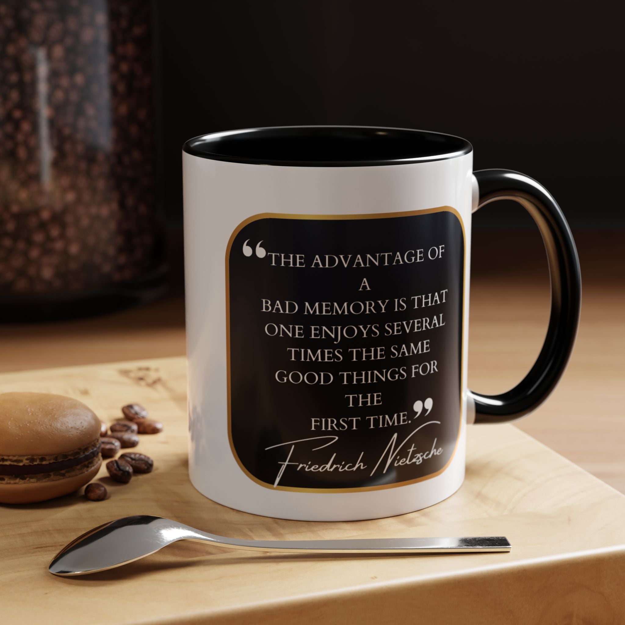 Nietzsche Bad Memory Advantage Quote Coffee Cup | 11oz, 15oz Accent Mugs for Philosophy Lovers & Thoughtful Gifts