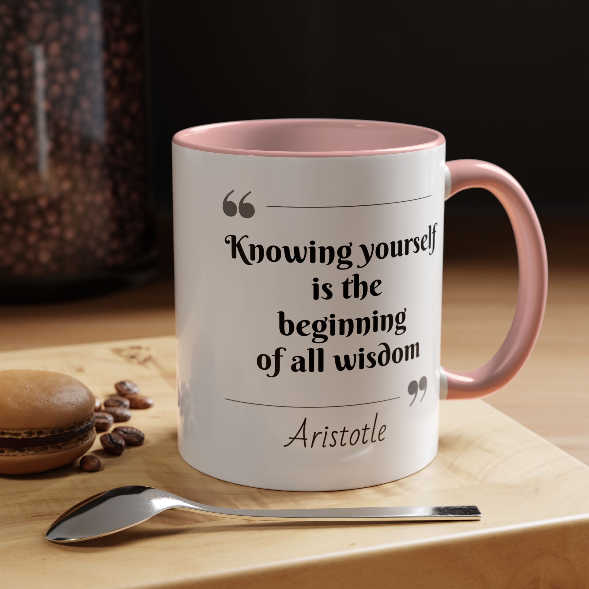 Aristotle Knowing Yourself Quote Mug | Motivational Philosophy Cup | 11oz, 15oz Accent Mugs for Thinkers & Positivity Lovers