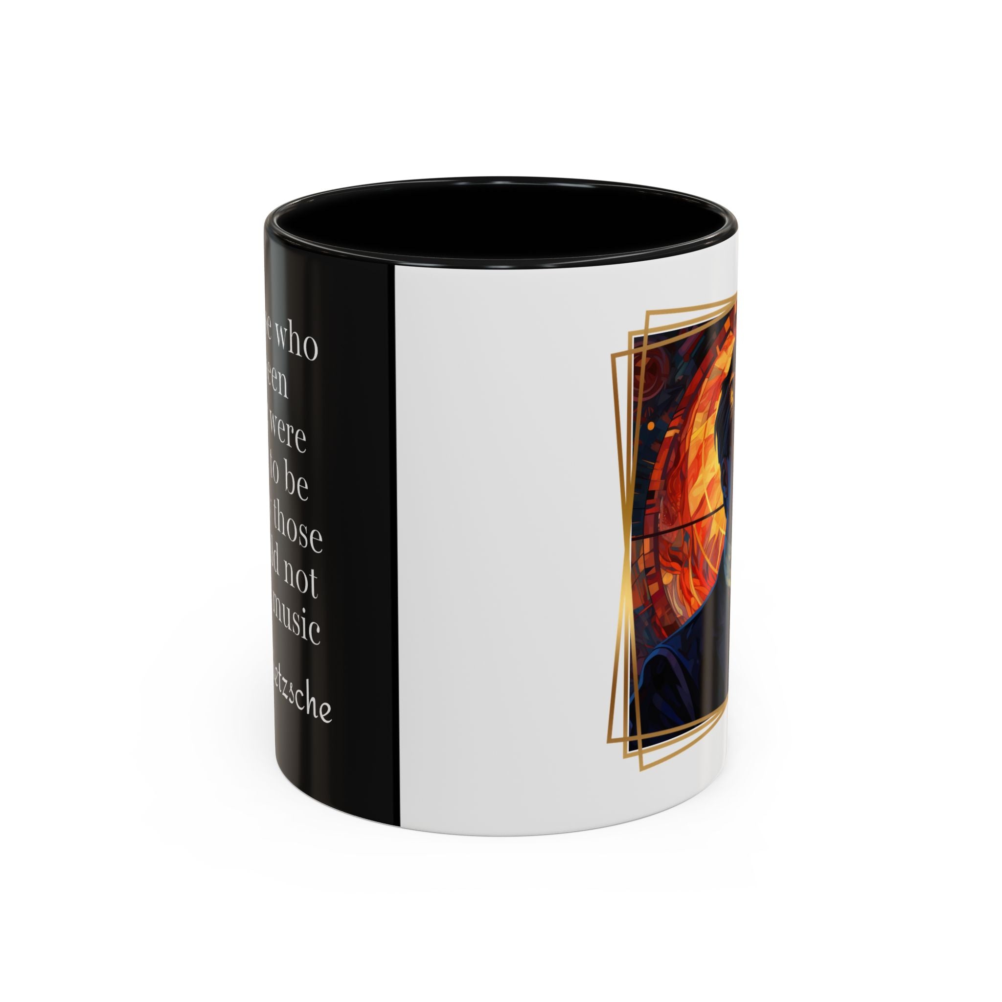 Nietzsche quote Dancing to unheard music | 11oz, 15oz Accent Mugs for Philosophy Lovers & Thoughtful Gifts