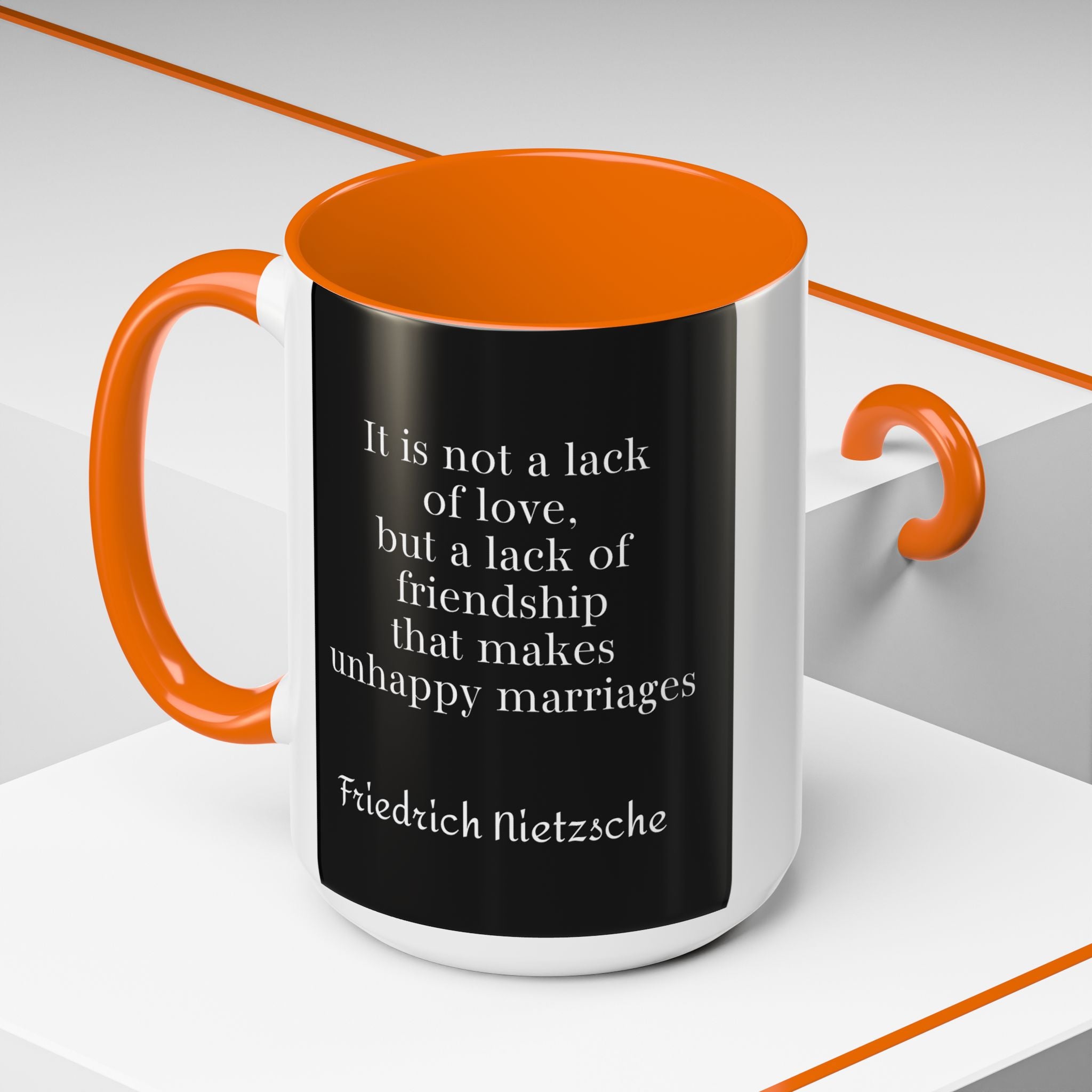Nietzsche Friendship makes a Marriage Quote Coffee Cup | 11oz, 15oz Accent Mugs for Philosophy Lovers & Thoughtful Gifts