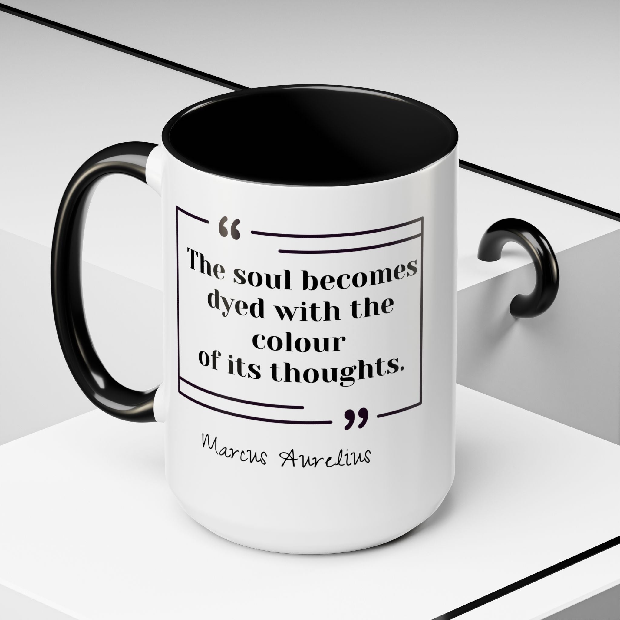 Marcus Aurelius Colour of a Soul Quote Mug | Philosophical Coffee Cup | 11oz, 15oz Accent Mugs for Thinkers| Stoics| Roman Empire
