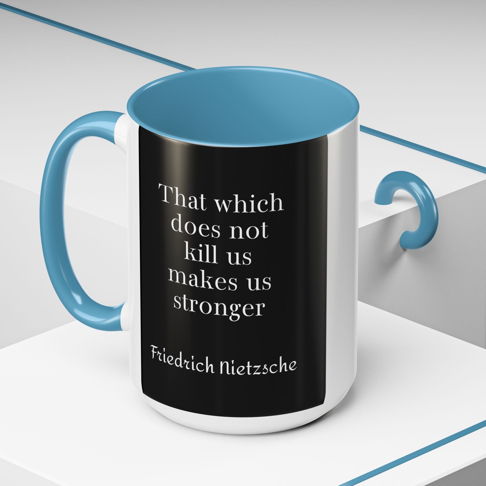 Nietzsche What does not kill us Quote Coffee Cup | 11oz, 15oz Accent Mugs for Philosophy Lovers & Thoughtful Gifts