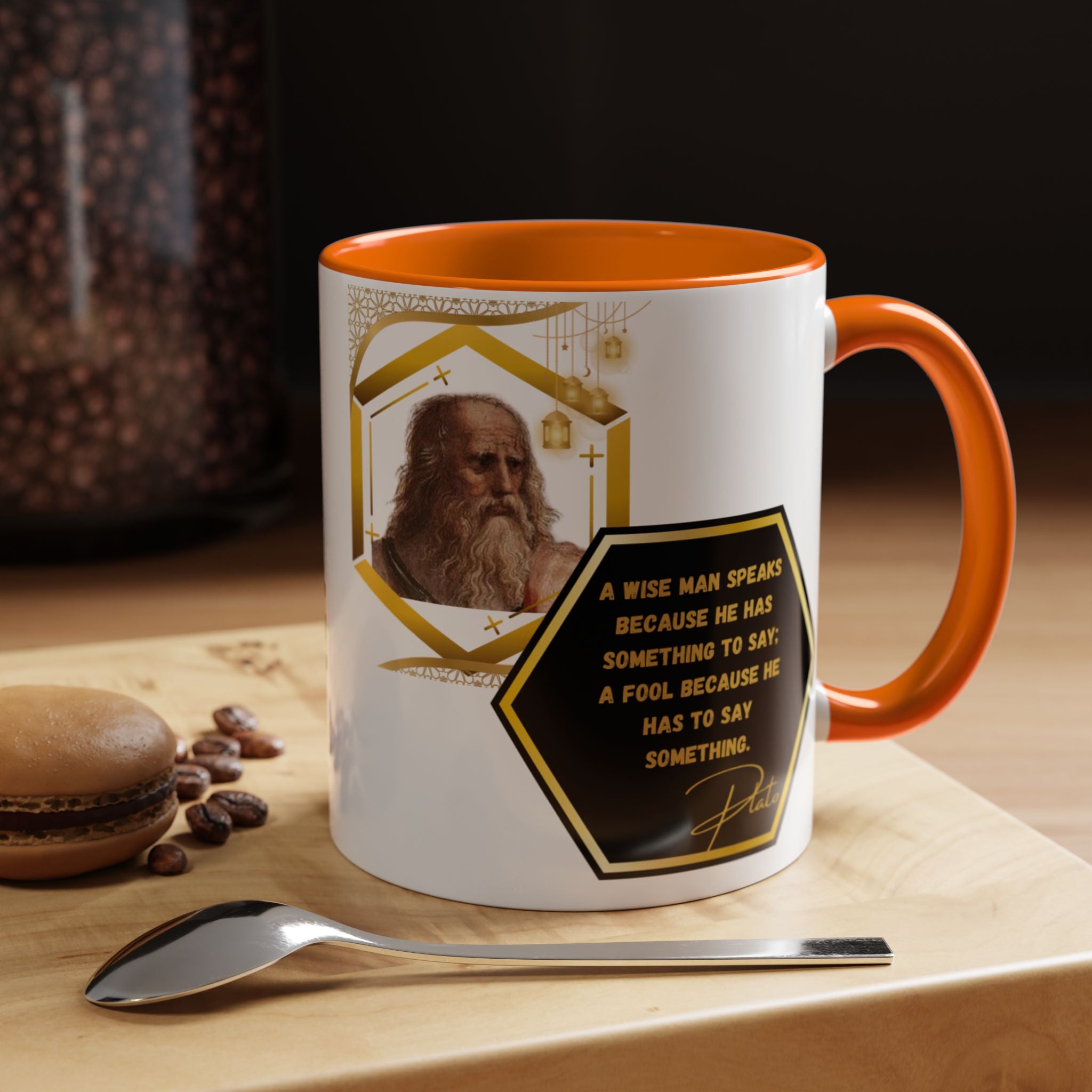 Plato Wise Man Speaks Quote Mug | Philosophical Wisdom Coffee Cup | 11oz, 15oz Accent Mugs for Deep Thinkers & Learners