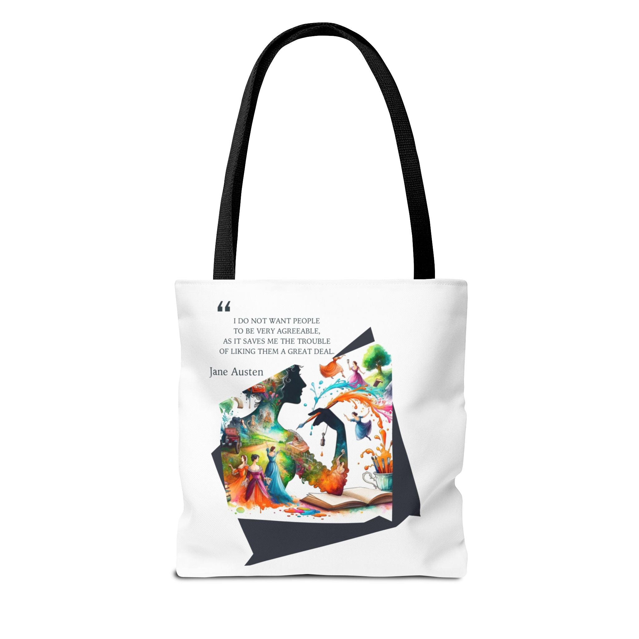 Jane Austen - I don't want to like people quote Tote Bag (AOP) in 3 sizes| Literary Gifts | Pride and Prejudice| Perfect Gift for Austen Fan