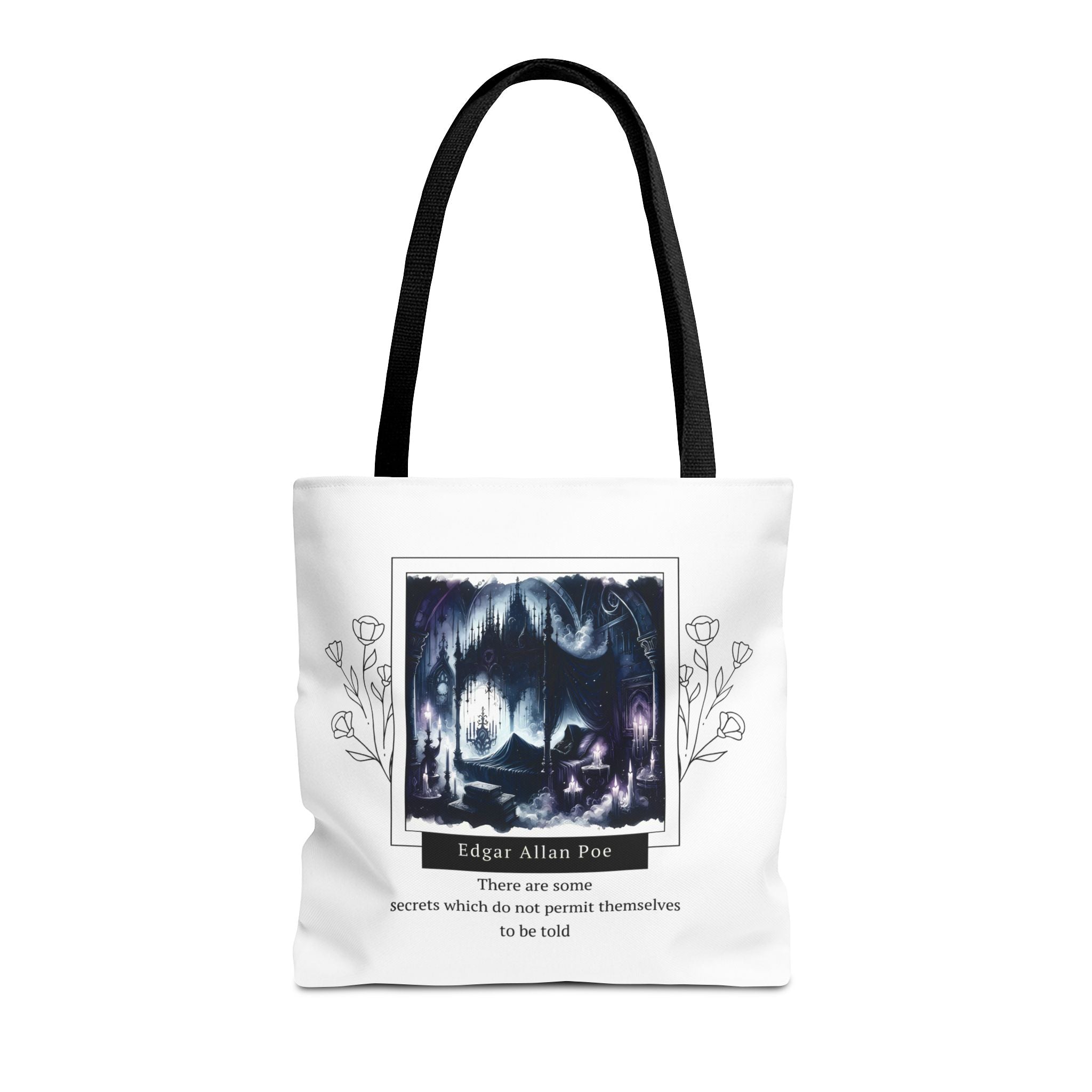 Edgar Allan Poe Secrets Quote Tote Bag | Mysterious AOP Tote