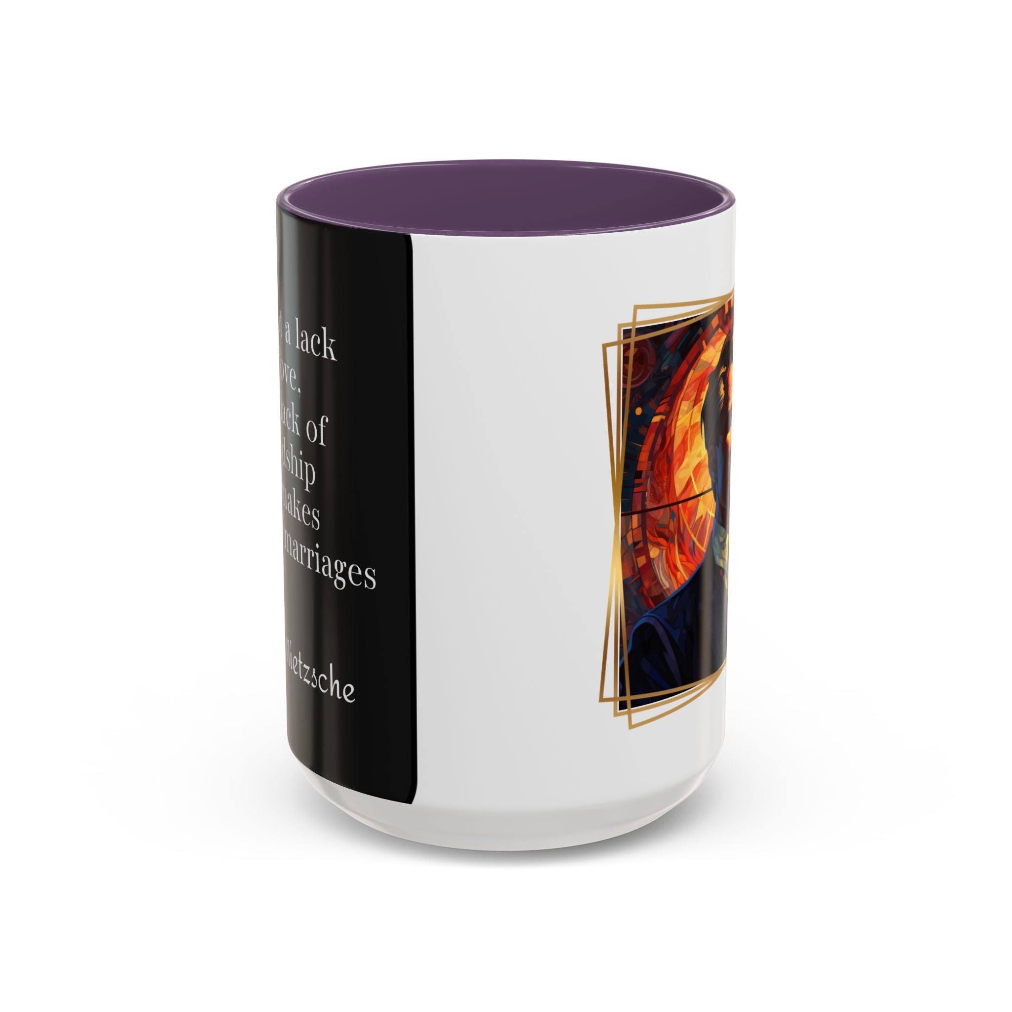 Nietzsche Friendship makes a Marriage Quote Coffee Cup | 11oz, 15oz Accent Mugs for Philosophy Lovers & Thoughtful Gifts