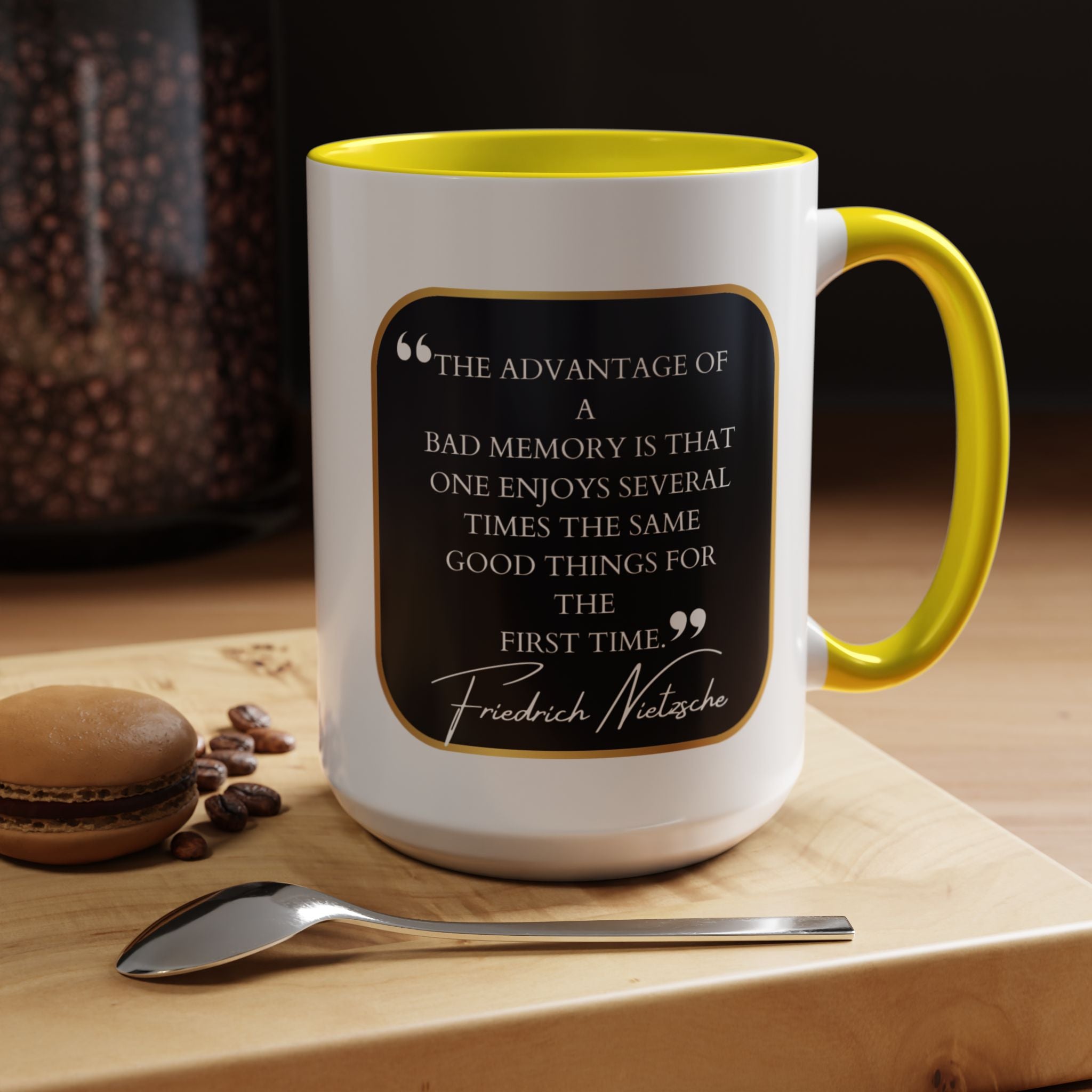 Nietzsche Bad Memory Advantage Quote Coffee Cup | 11oz, 15oz Accent Mugs for Philosophy Lovers & Thoughtful Gifts
