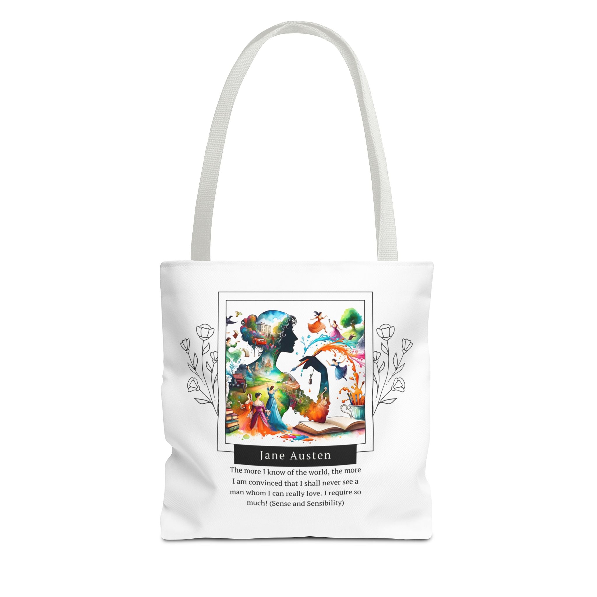 Jane Austen Man I can love quote Tote Bag (AOP) in 3 sizes| Literary Gifts | Pride and Prejudice| Perfect Gift for Austen Fans
