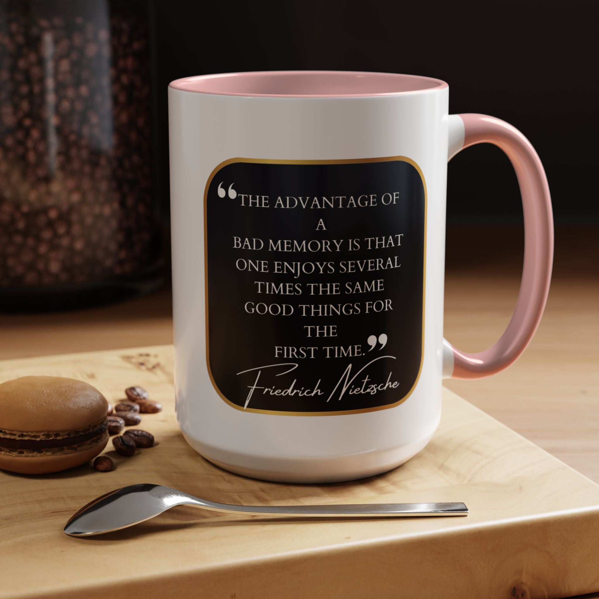 Nietzsche Bad Memory Advantage Quote Coffee Cup | 11oz, 15oz Accent Mugs for Philosophy Lovers & Thoughtful Gifts