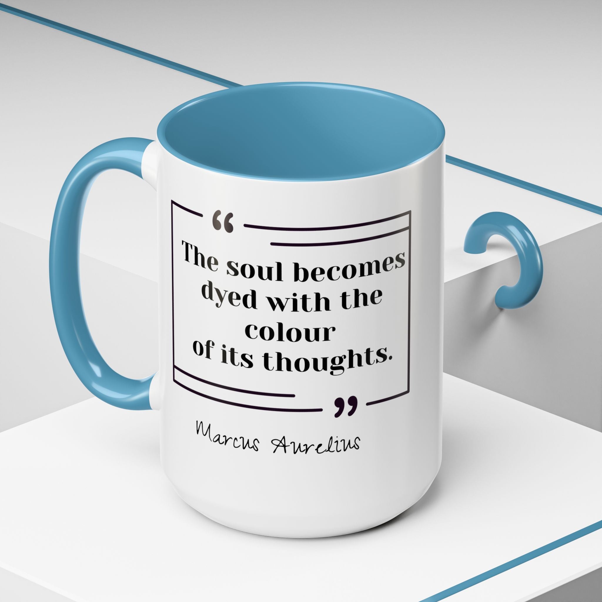 Marcus Aurelius Colour of a Soul Quote Mug | Philosophical Coffee Cup | 11oz, 15oz Accent Mugs for Thinkers| Stoics| Roman Empire