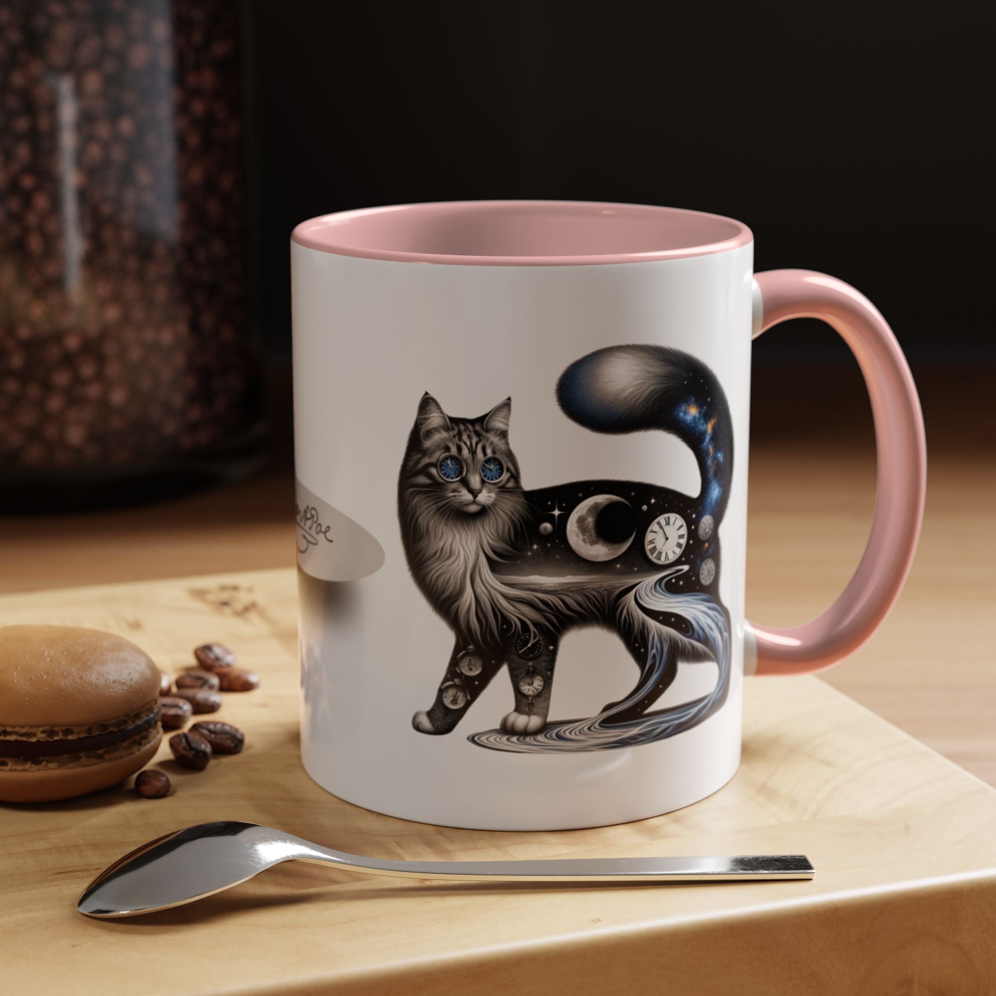 Edgar Allan Poe - I wish I could write as mysterious as a cat quote - Accent Coffee Mug (11, 15oz)