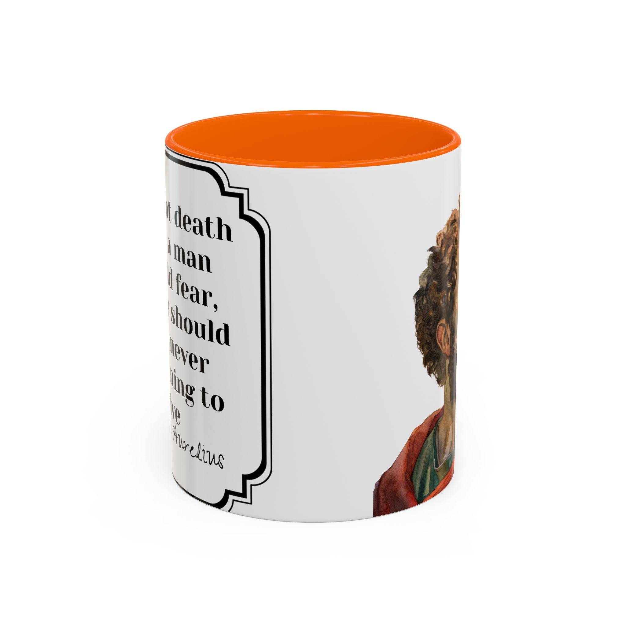 Marcus Aurelius death vs living Quote Mug | Philosophical Coffee Cup | 11oz, 15oz Accent Mugs for Thinkers| Stoics| Roman Empire