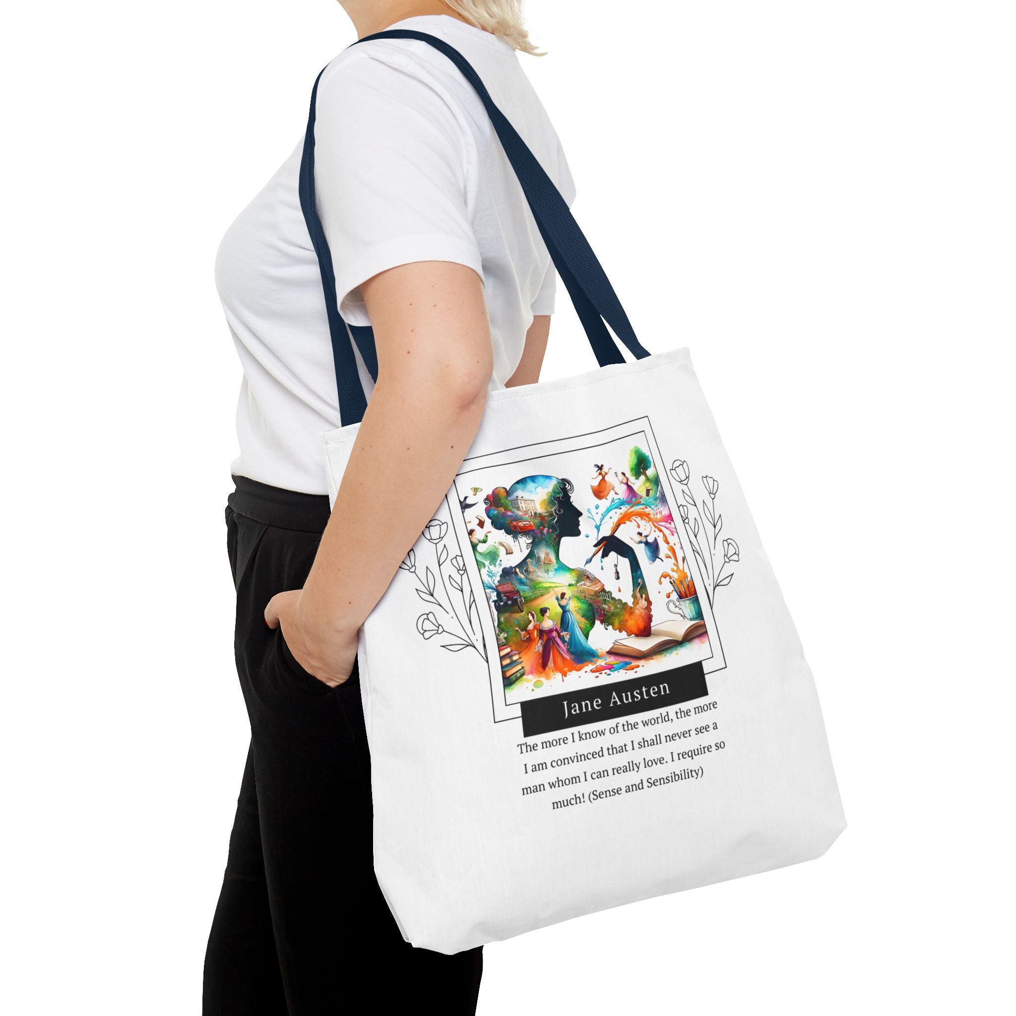 Jane Austen Man I can love quote Tote Bag (AOP) in 3 sizes| Literary Gifts | Pride and Prejudice| Perfect Gift for Austen Fans