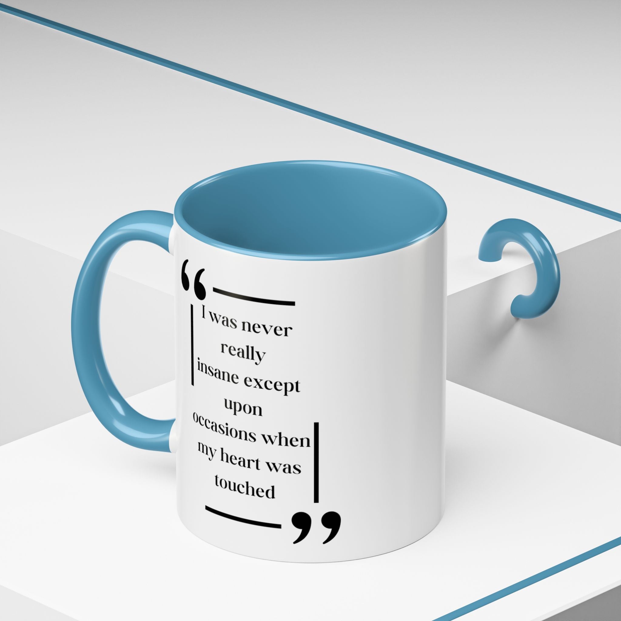 Edgar Allan Poe Quote Mug | 'Never Really Insane' Accent Coffee Cup | 11oz & 15oz Options | Author Drawing Design | Crazy in Love Mug