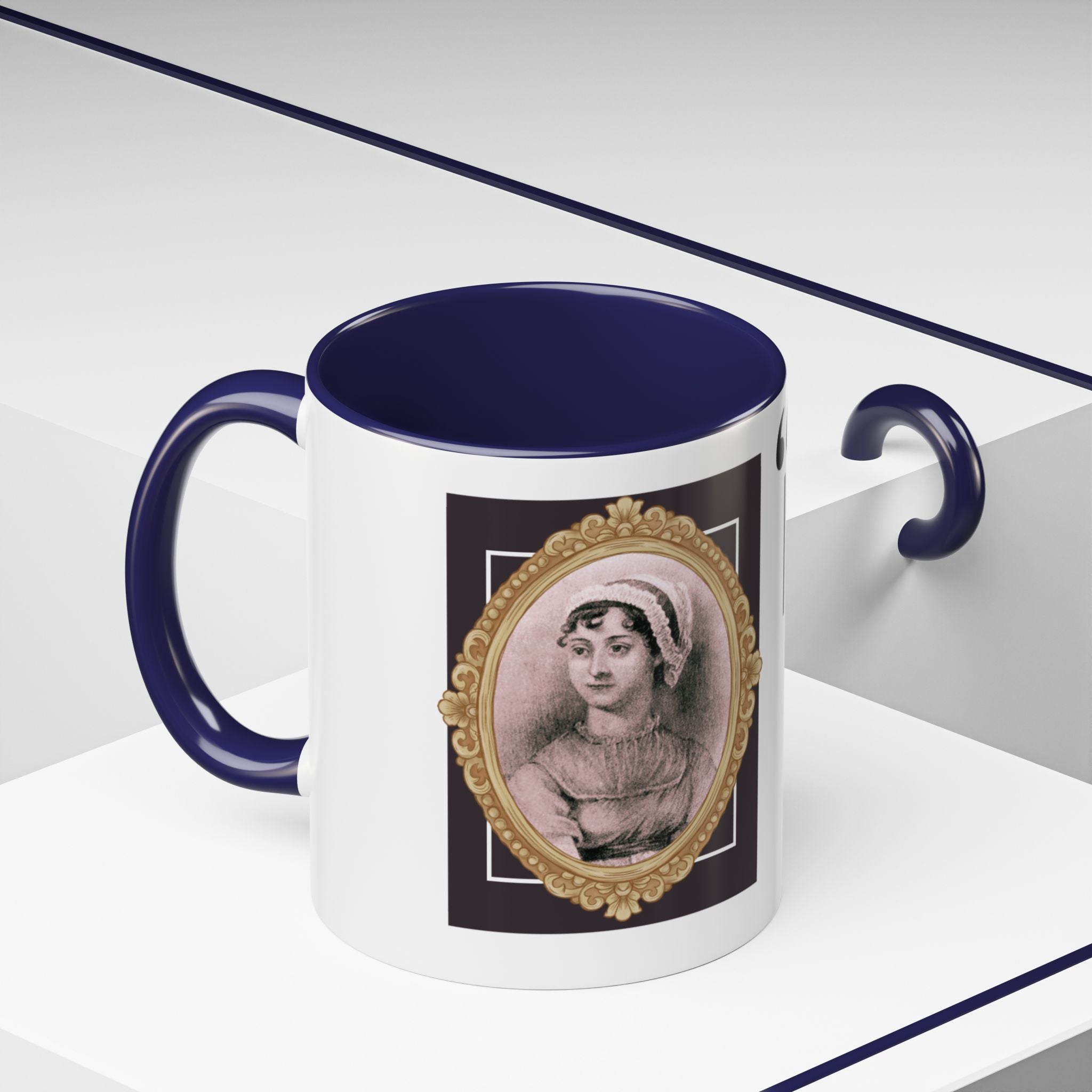 Jane Austen -  Jane Austen	 - A lady's imagination is very rapid; it jumps from admiration to love, from love to matrimony in a moment - Quote Accent Coffee Mug (11, 15oz)