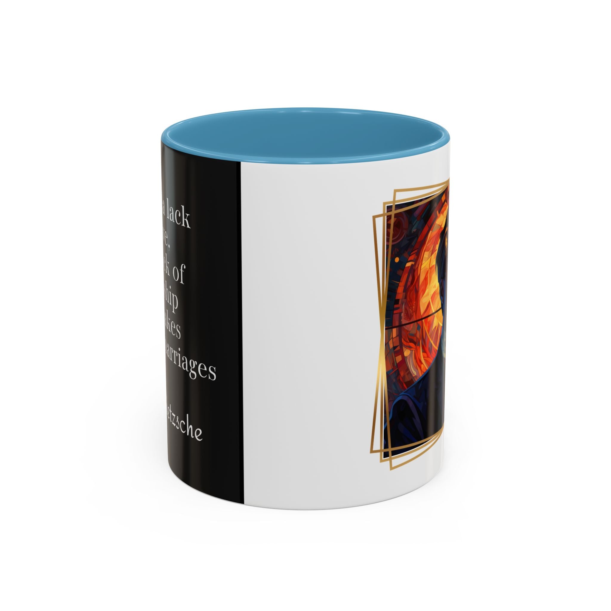 Nietzsche Friendship makes a Marriage Quote Coffee Cup | 11oz, 15oz Accent Mugs for Philosophy Lovers & Thoughtful Gifts