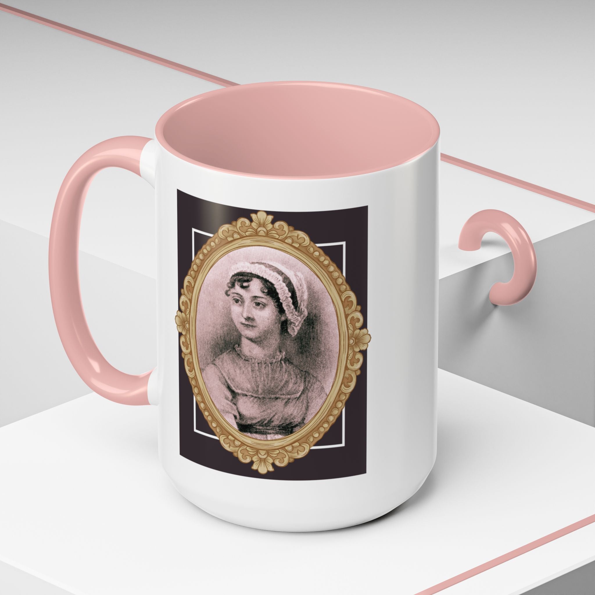 Jane Austen If I Loved You Less, I Might Talk About It More Author Picture Accent Coffee Mug - 11oz & 15oz Options | Romance Gift