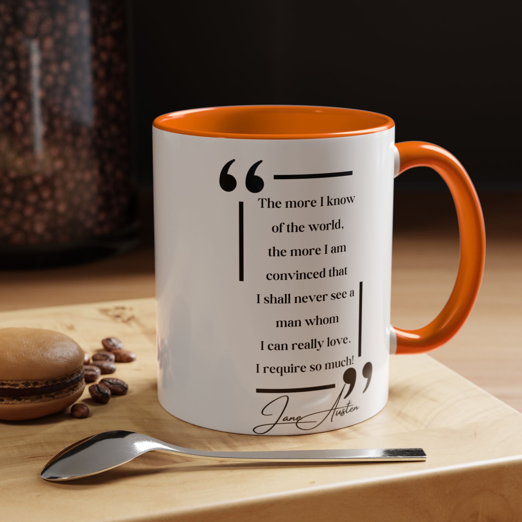 Jane Austen Love and Knowledge Quote Mug | Thoughtful Literary Coffee Cup | 11oz, 15oz Accent Mugs for Literature Lovers & Romantic Souls