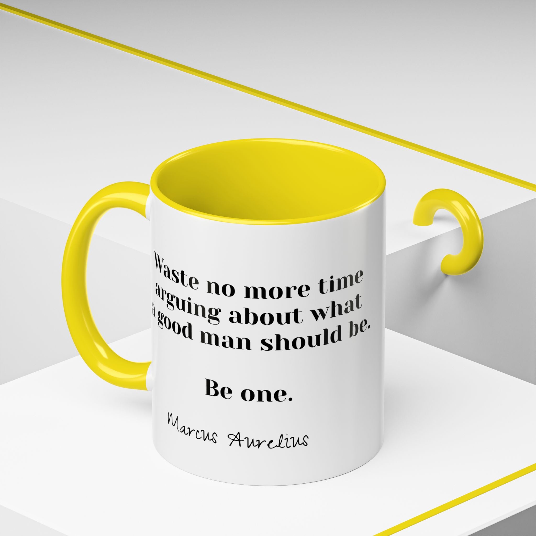 Marcus Aurelius Be a Good Man Quote Mug | Philosophical Coffee Cup | 11oz, 15oz Accent Mugs for Thinkers| Stoics| Roman Empire