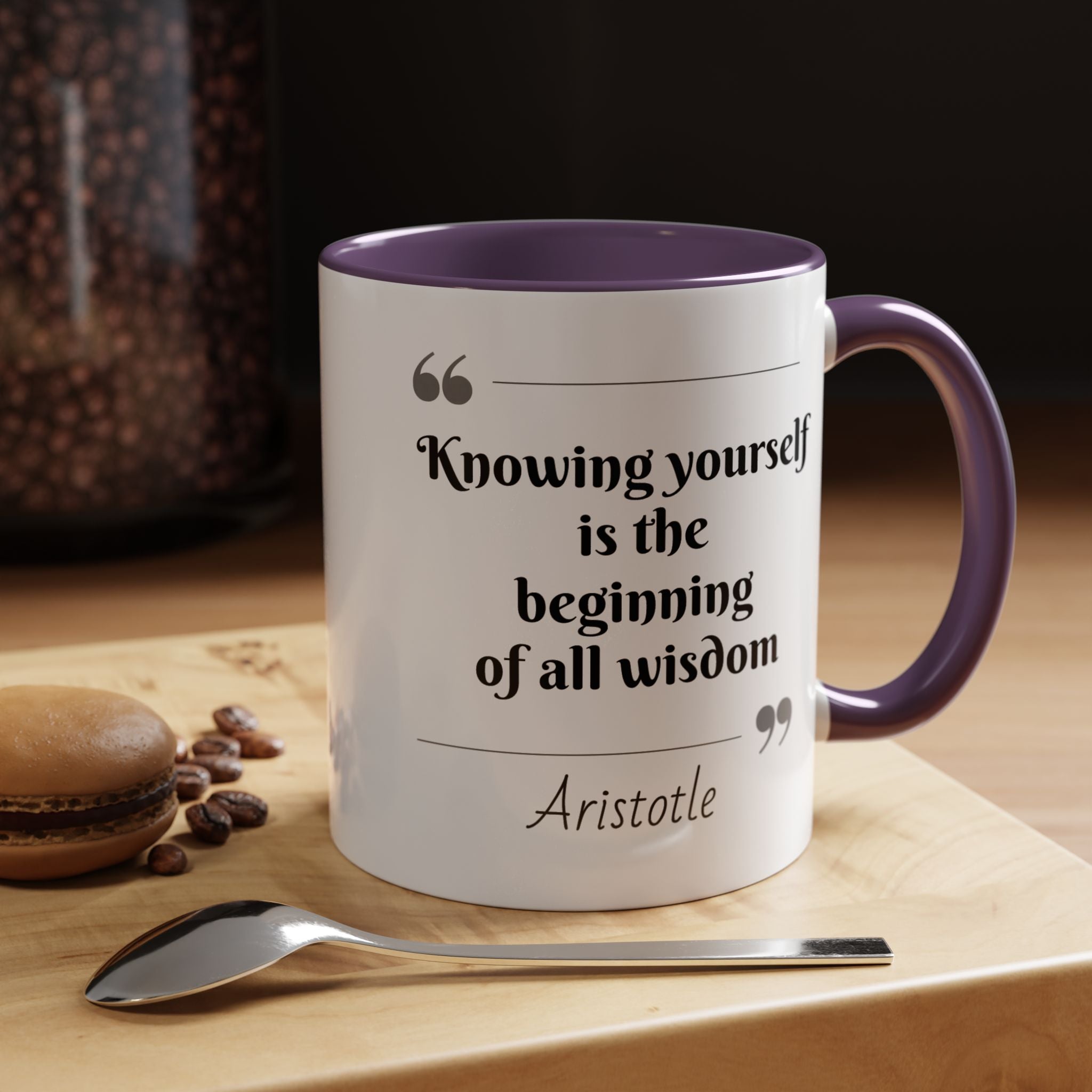 Aristotle Knowing Yourself Quote Mug | Motivational Philosophy Cup | 11oz, 15oz Accent Mugs for Thinkers & Positivity Lovers