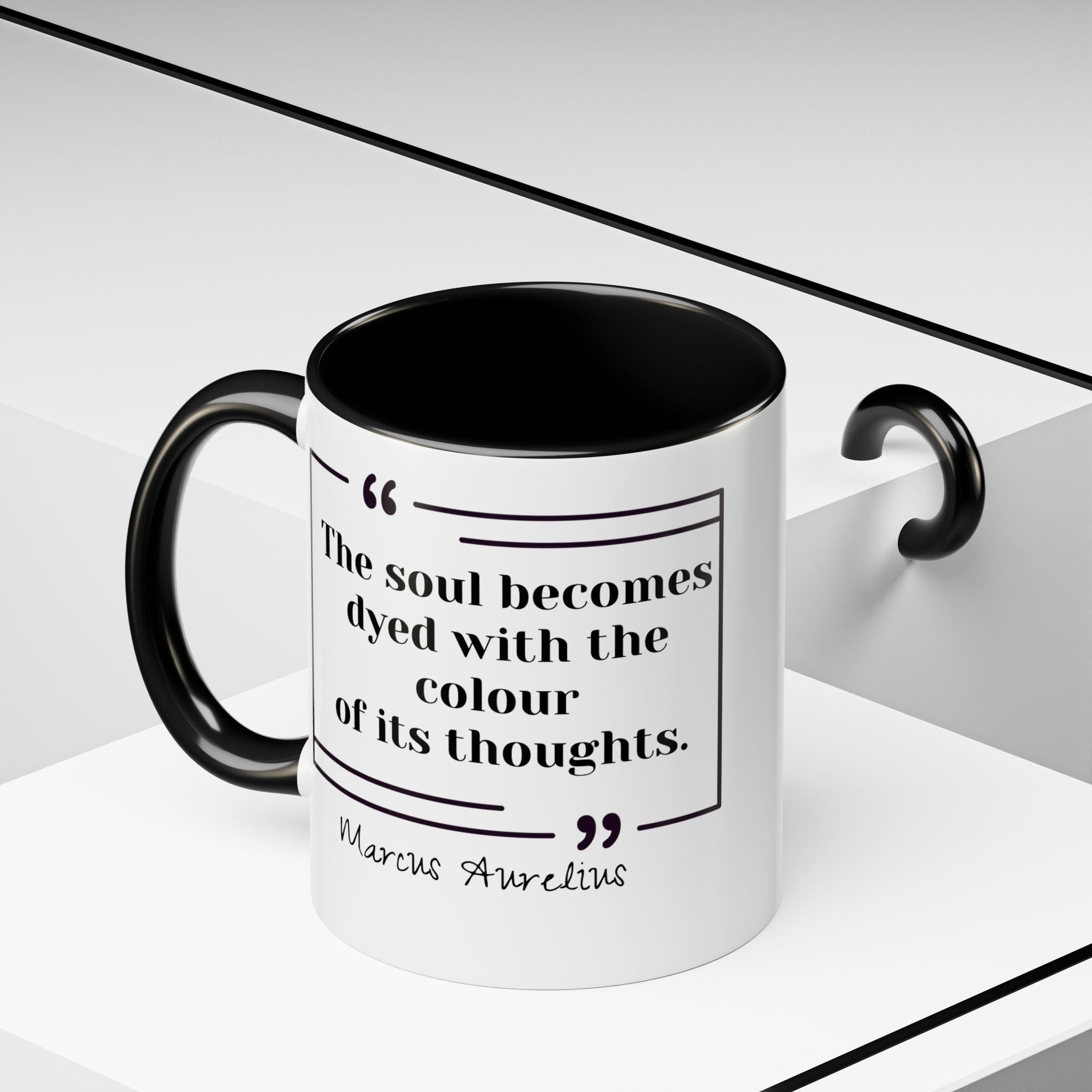 Marcus Aurelius Colour of a Soul Quote Mug | Philosophical Coffee Cup | 11oz, 15oz Accent Mugs for Thinkers| Stoics| Roman Empire