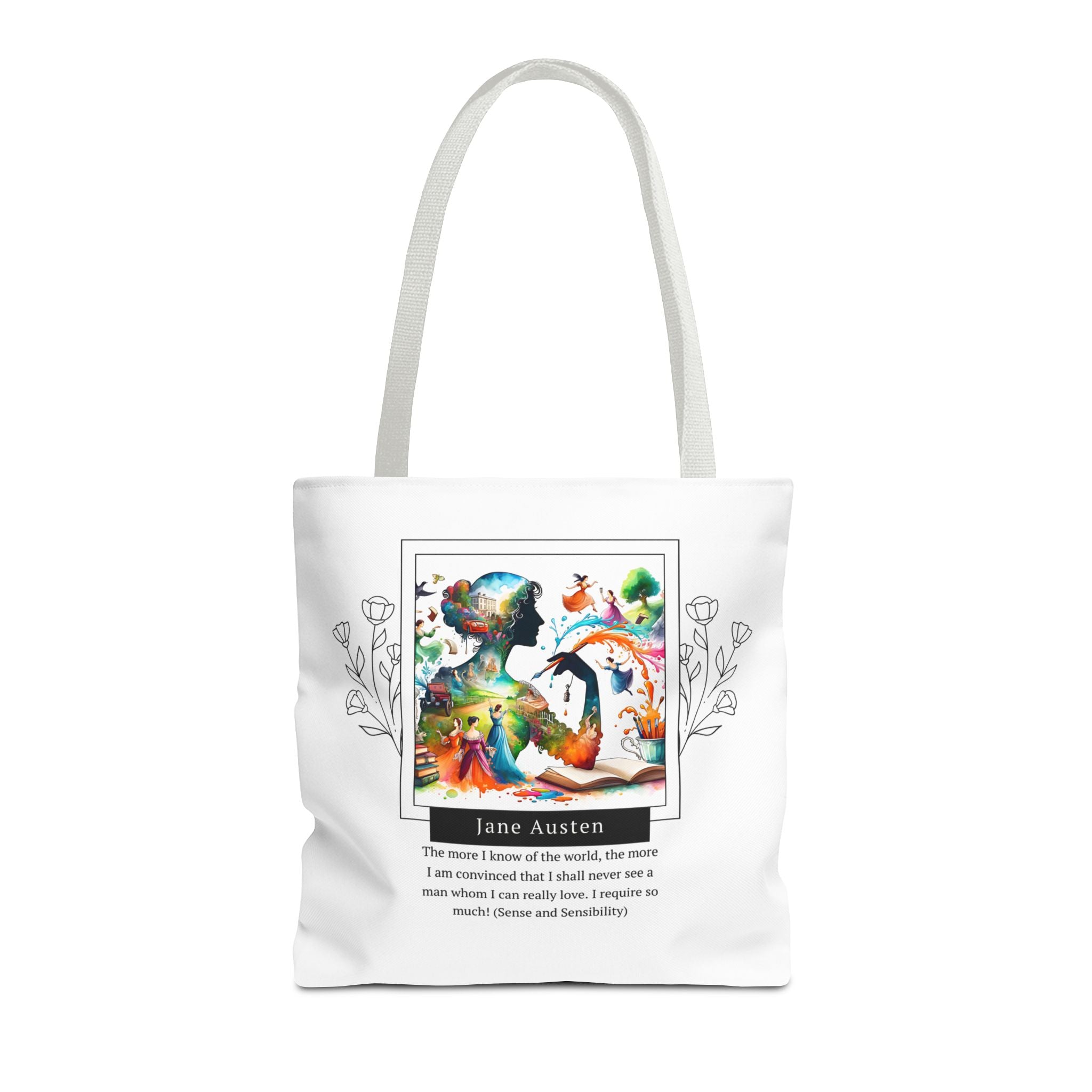 Jane Austen Man I can love quote Tote Bag (AOP) in 3 sizes| Literary Gifts | Pride and Prejudice| Perfect Gift for Austen Fans