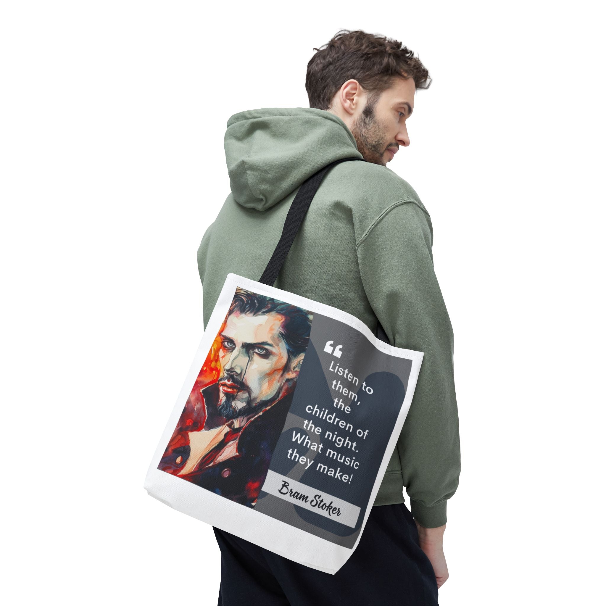 Bram Stoker Children of the Night Quote Tote Bag (AOP)| Dracula Inspired Gothic Tote | Vampire Literature Bag | Perfect Gift for Dracula Fan