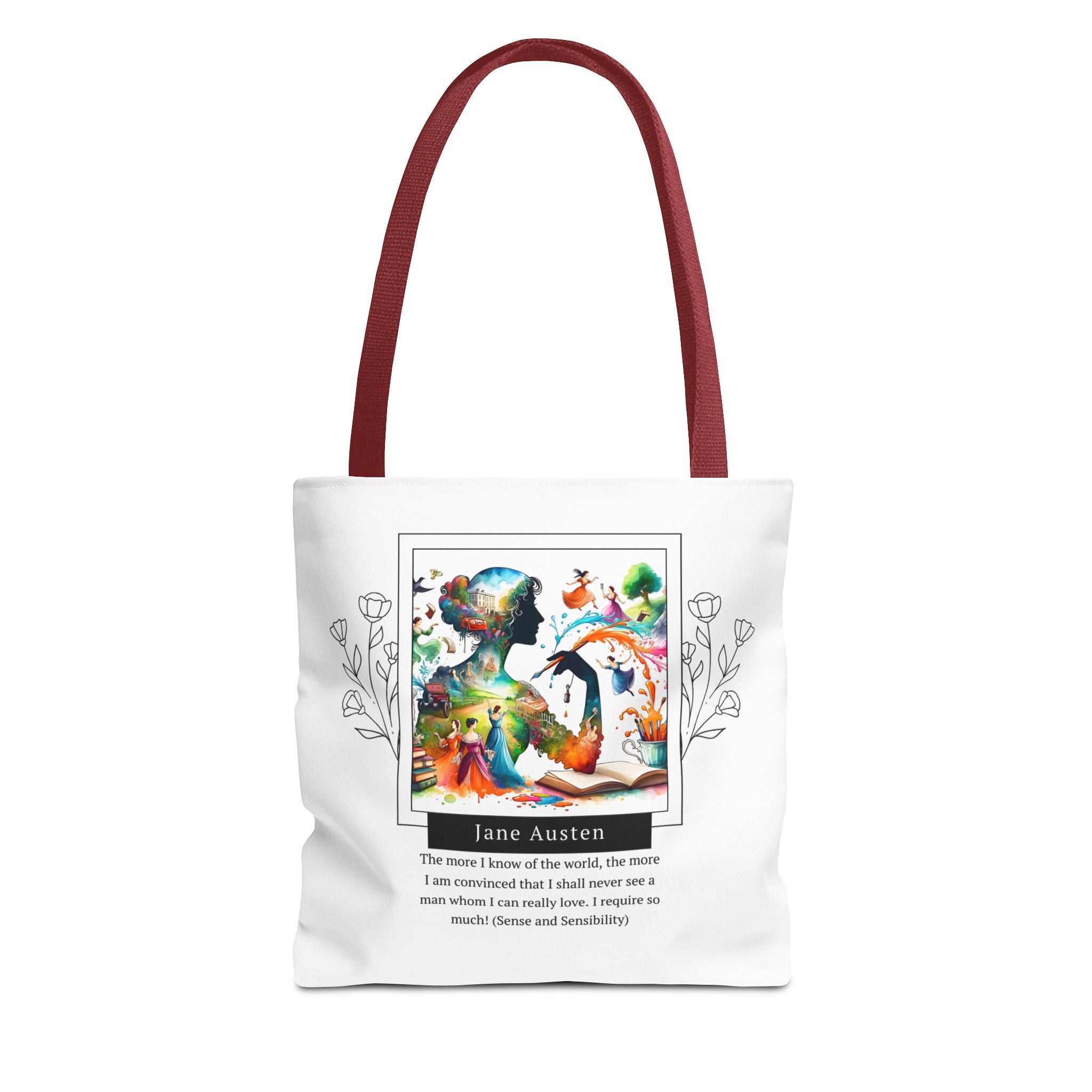 Jane Austen Man I can love quote Tote Bag (AOP) in 3 sizes| Literary Gifts | Pride and Prejudice| Perfect Gift for Austen Fans