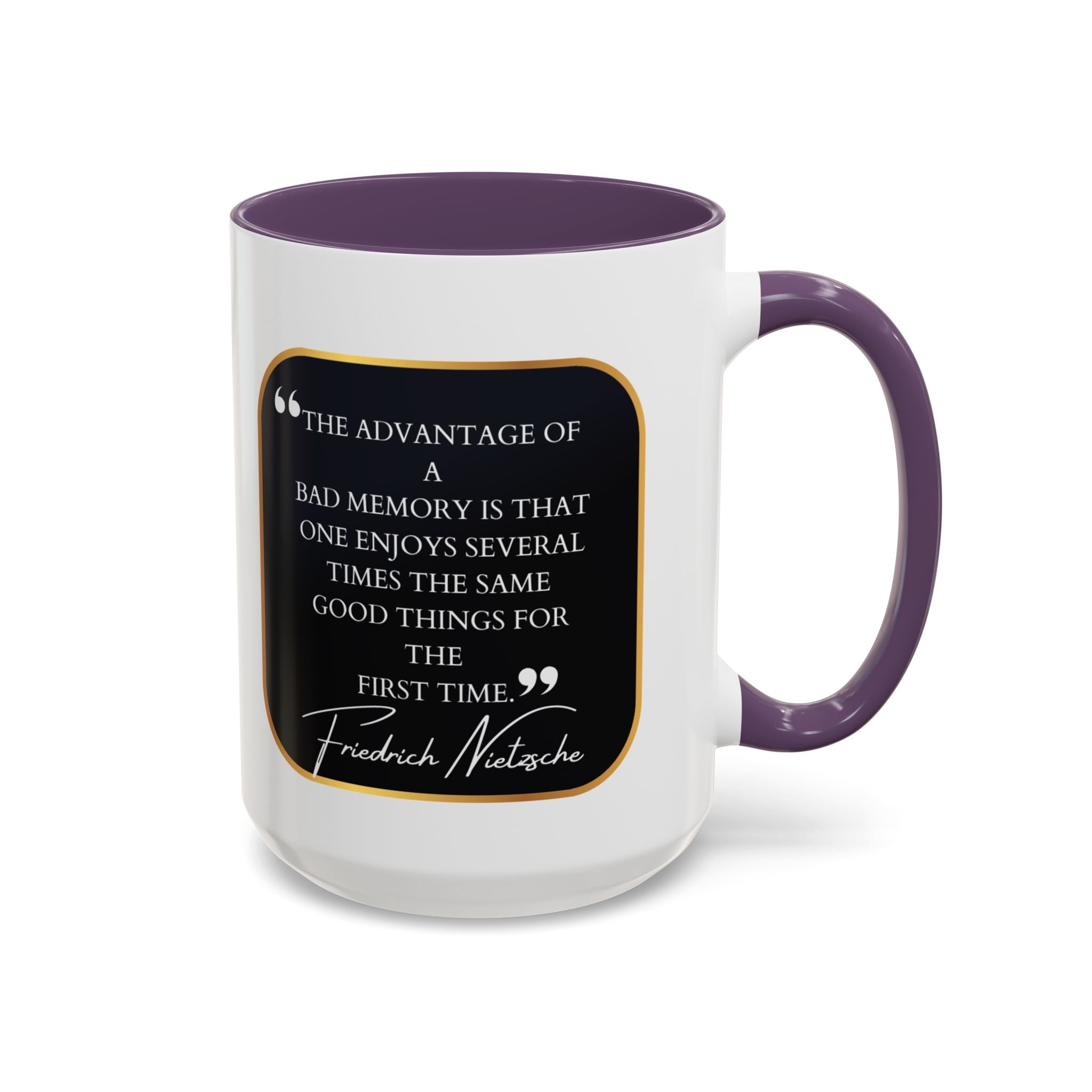 Nietzsche Bad Memory Advantage Quote Coffee Cup | 11oz, 15oz Accent Mugs for Philosophy Lovers & Thoughtful Gifts