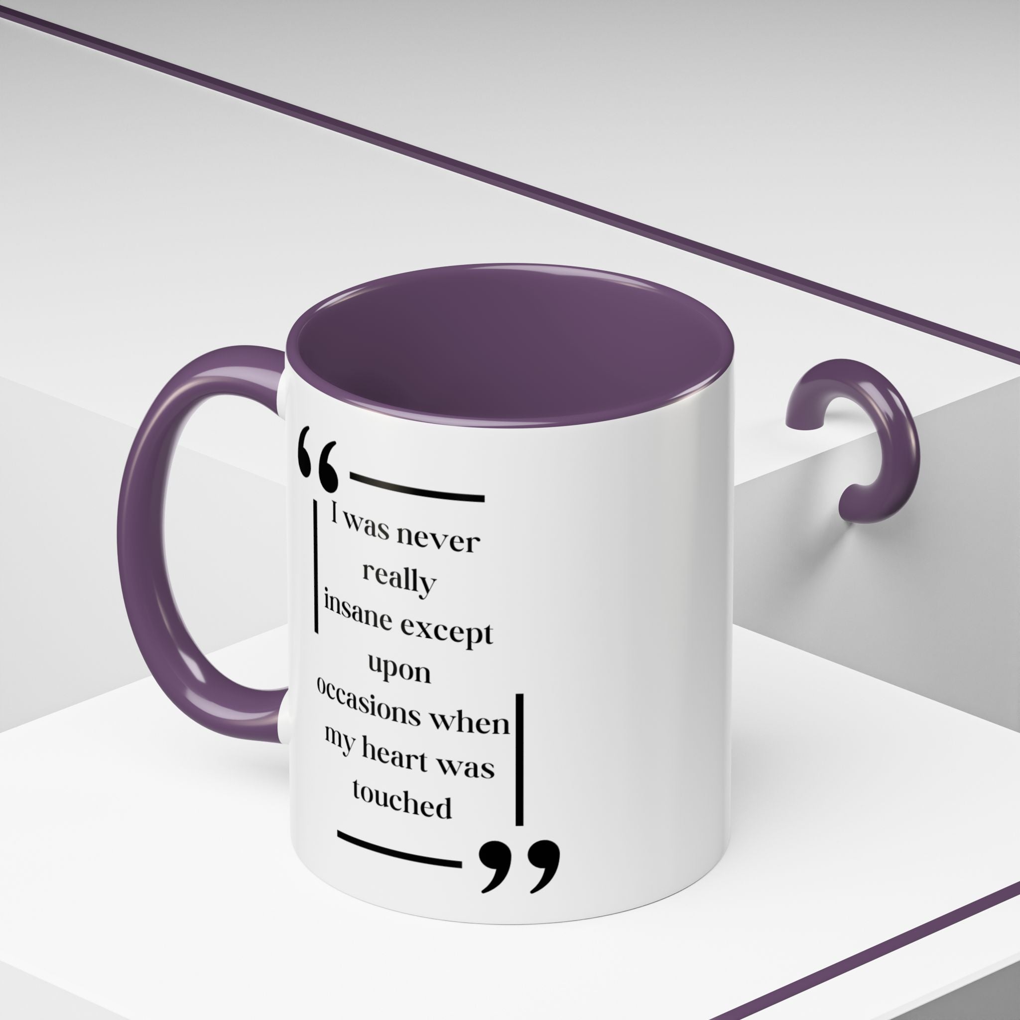 Edgar Allan Poe Quote Mug | 'Never Really Insane' Accent Coffee Cup | 11oz & 15oz Options | Author Drawing Design | Crazy in Love Mug