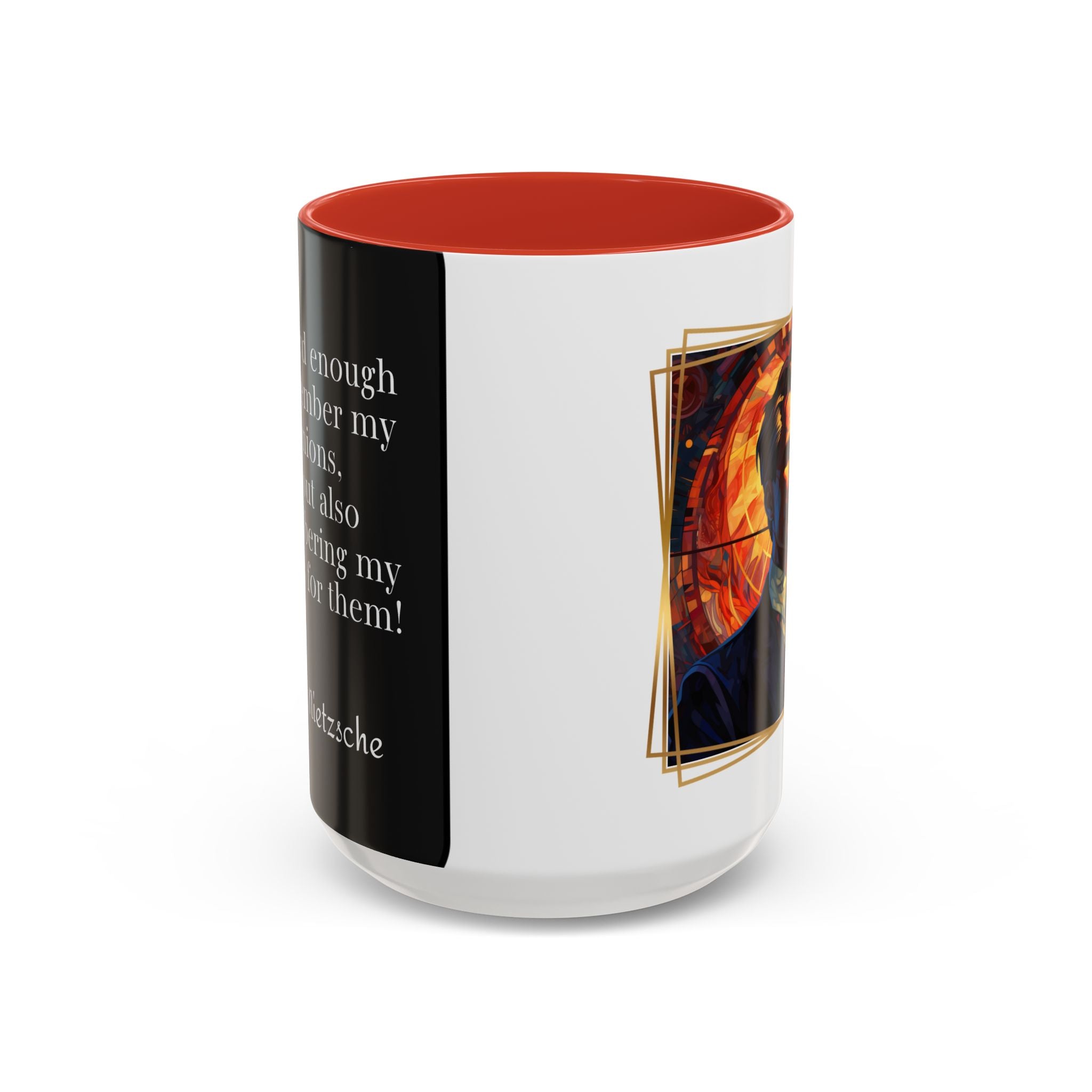 Nietzsche Pic with  Opinions and Reasons Quote Coffee Cup | 11oz, 15oz Accent Mugs for Philosophy Lovers & Thoughtful Gifts