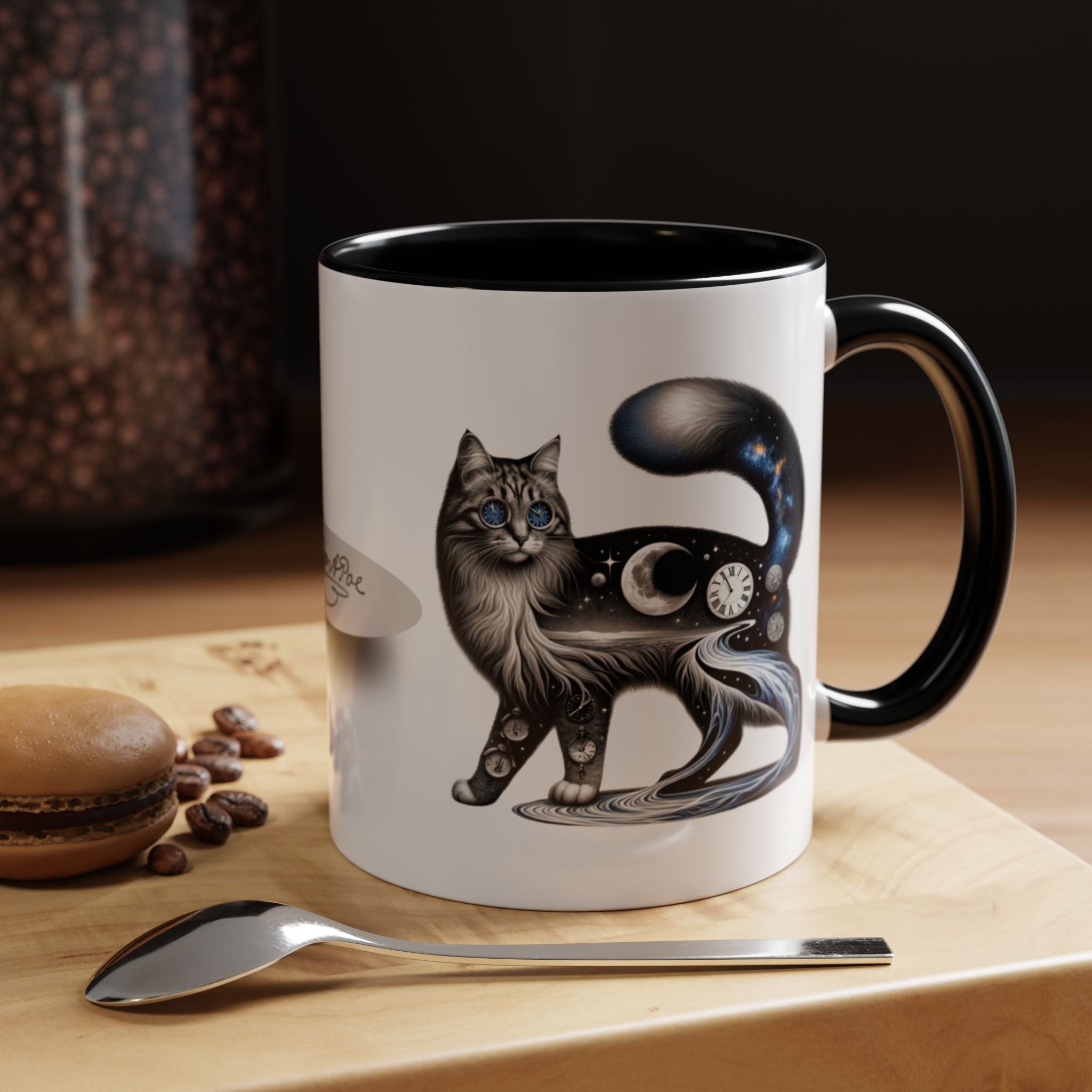 Edgar Allan Poe - I wish I could write as mysterious as a cat quote - Accent Coffee Mug (11, 15oz)