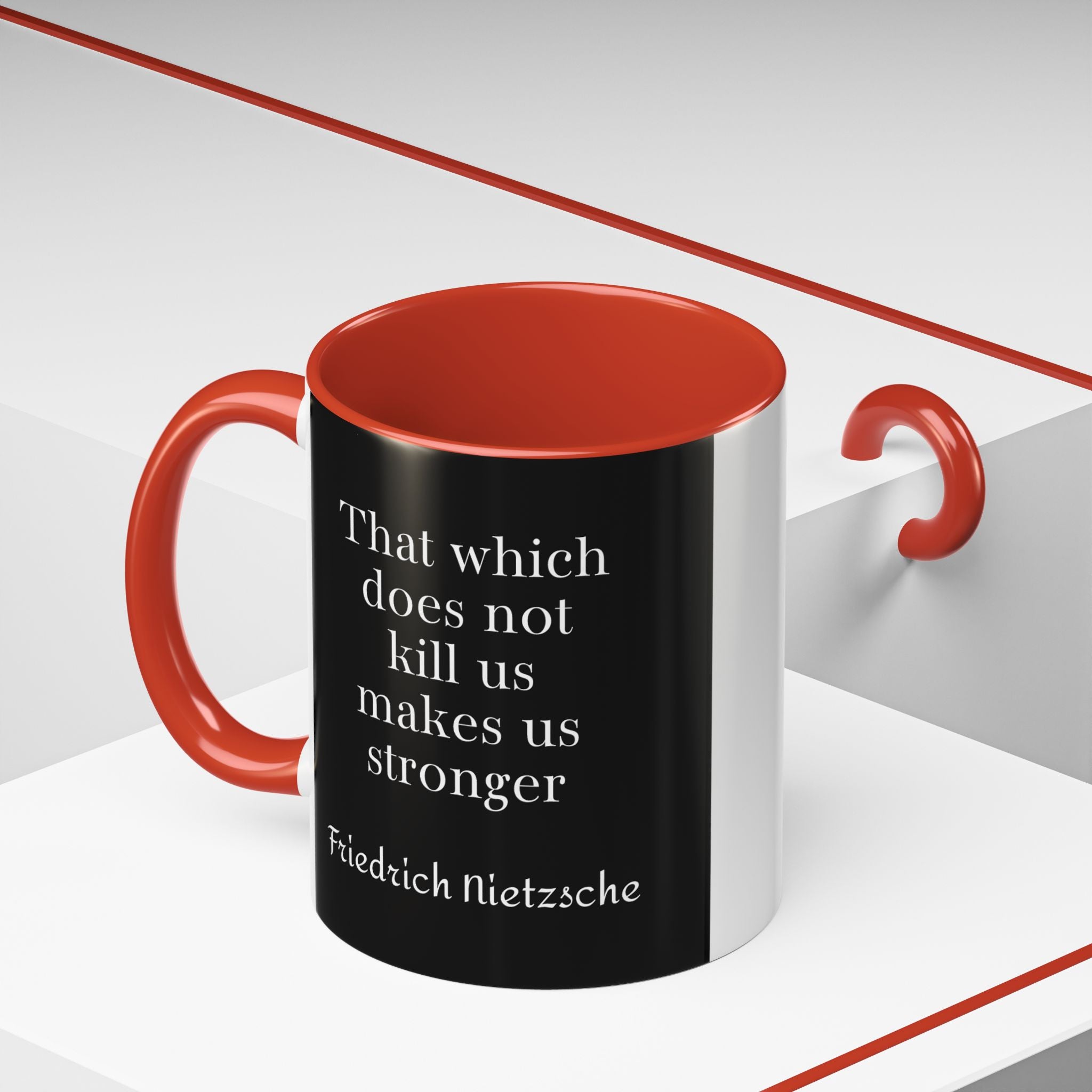 Nietzsche What does not kill us Quote Coffee Cup | 11oz, 15oz Accent Mugs for Philosophy Lovers & Thoughtful Gifts