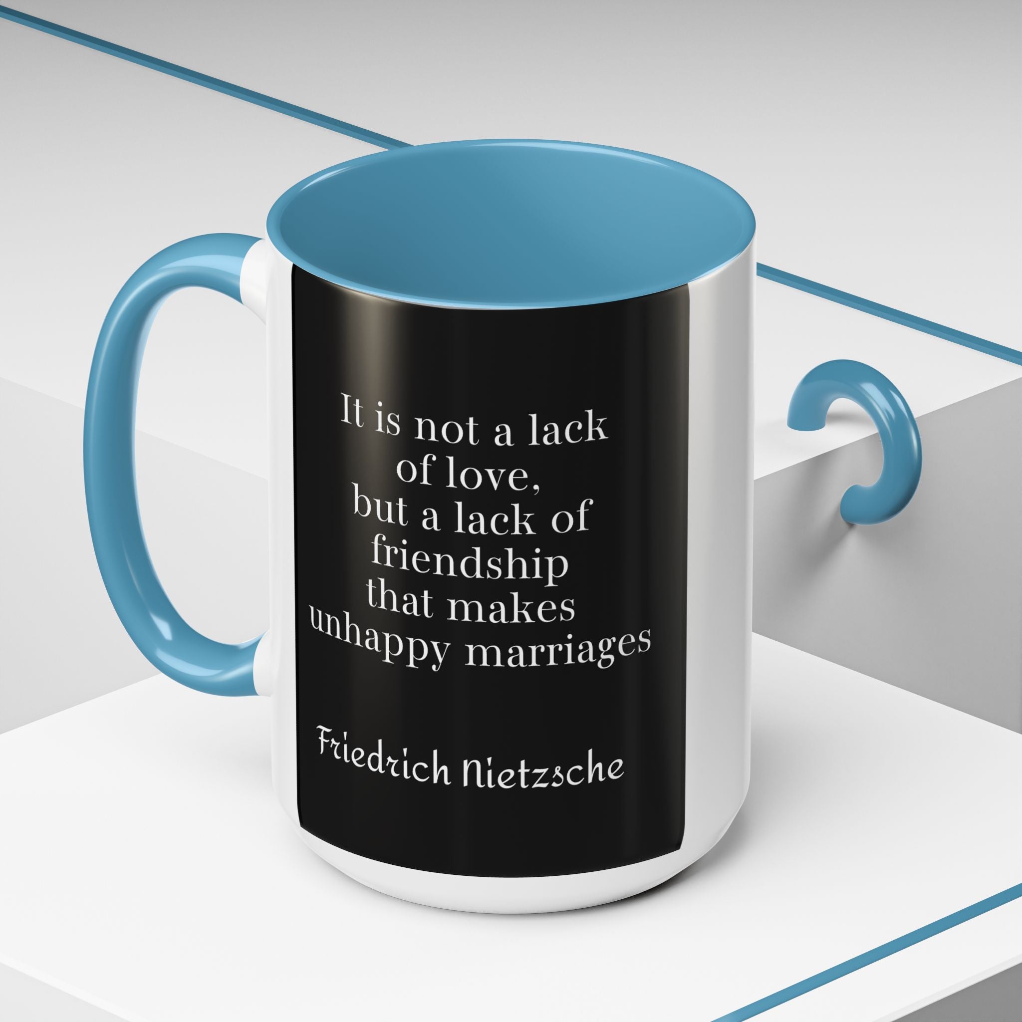 Nietzsche Friendship makes a Marriage Quote Coffee Cup | 11oz, 15oz Accent Mugs for Philosophy Lovers & Thoughtful Gifts