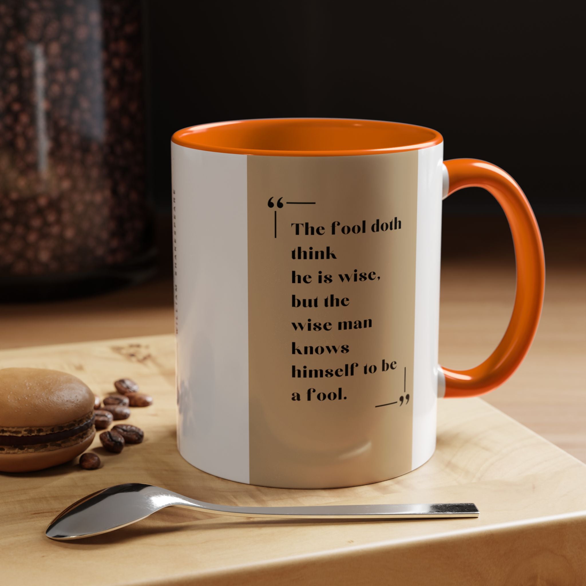 Shakespeare Wisdom Quote Mug | The Fool Thinks He's Wise Coffee Cup | 11oz, 15oz Accent Mugs for Literary Fans & Thinkers