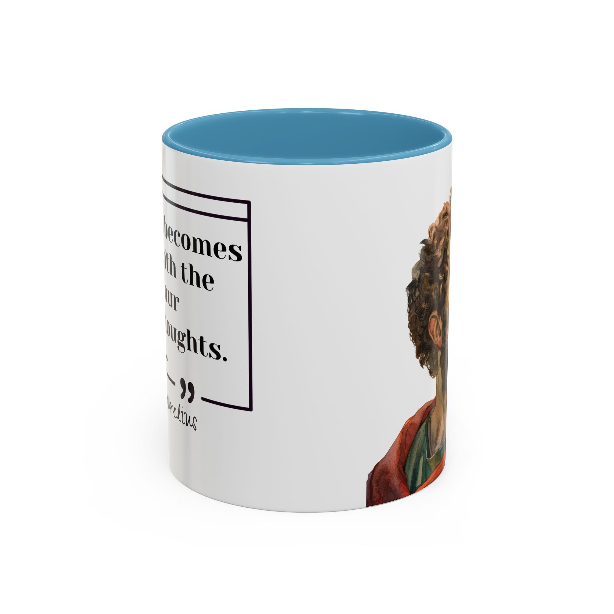 Marcus Aurelius Colour of a Soul Quote Mug | Philosophical Coffee Cup | 11oz, 15oz Accent Mugs for Thinkers| Stoics| Roman Empire