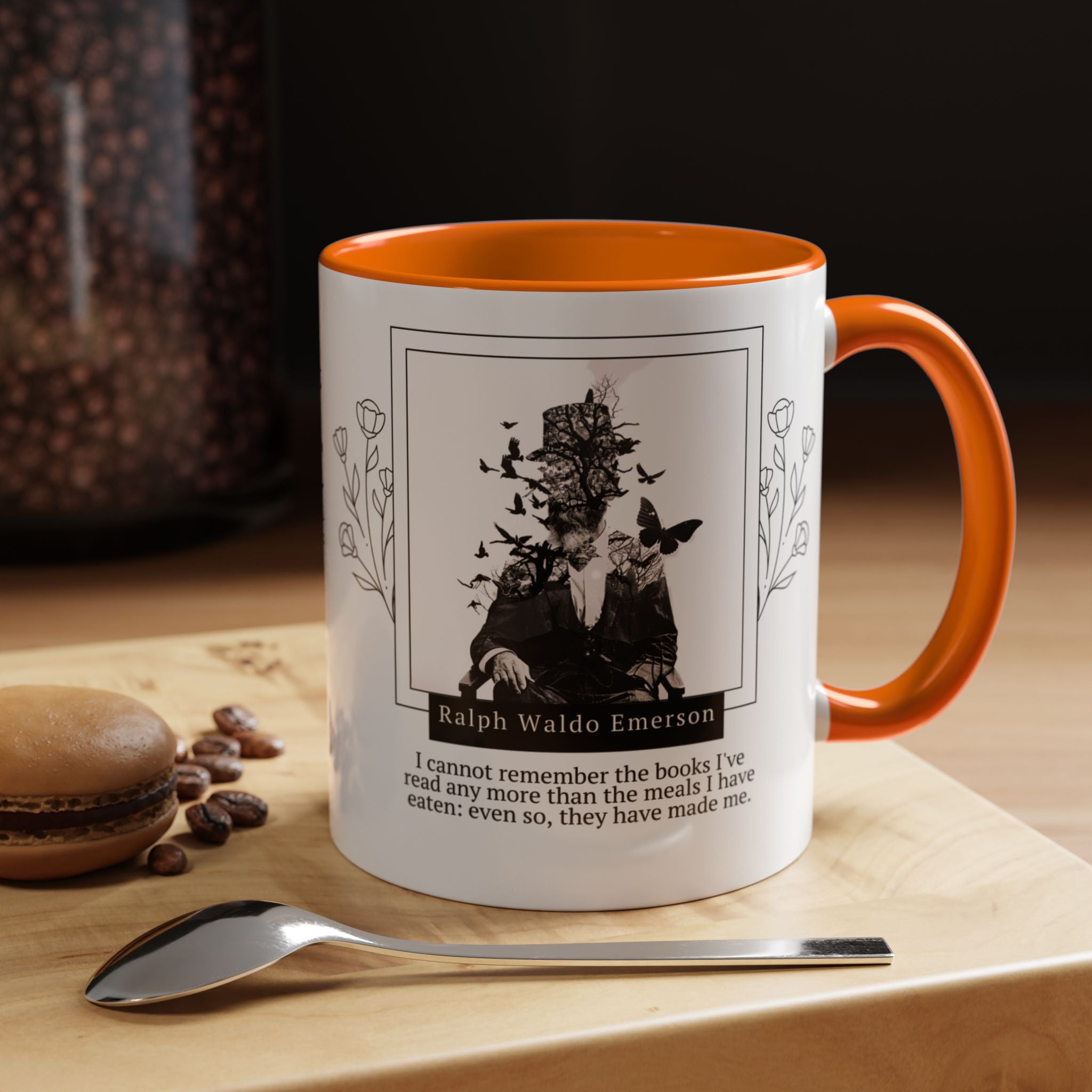 Ralph Waldo Emerson Book Quote Coffee Mug | Reflective Accent Mug (11, 15oz) | Gift for Book Lovers | Gift for Teachers