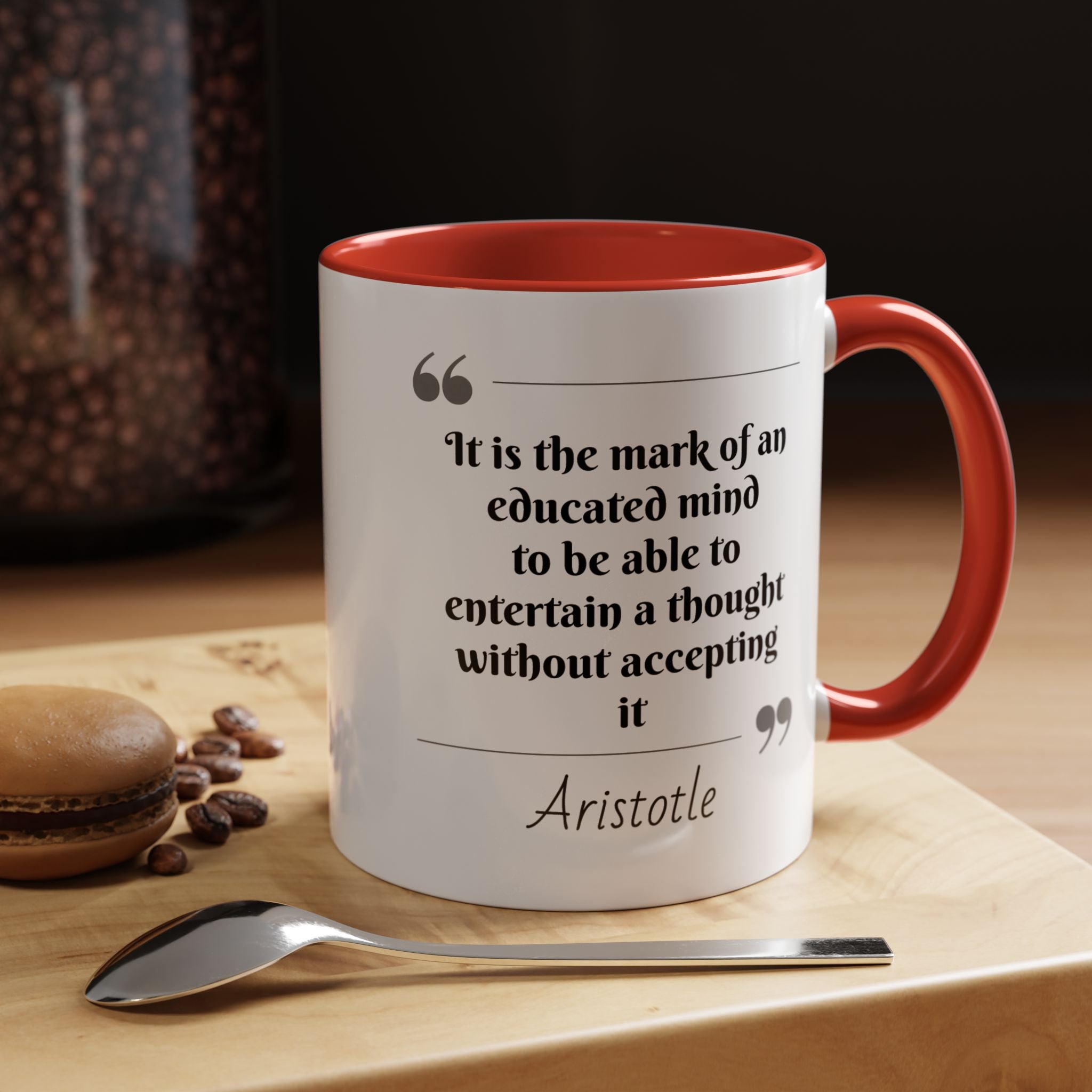 Aristotle Educated Mind Quote Mug | Motivational Philosophy Cup | 11oz, 15oz Accent Mugs for Thinkers & Positivity Lovers