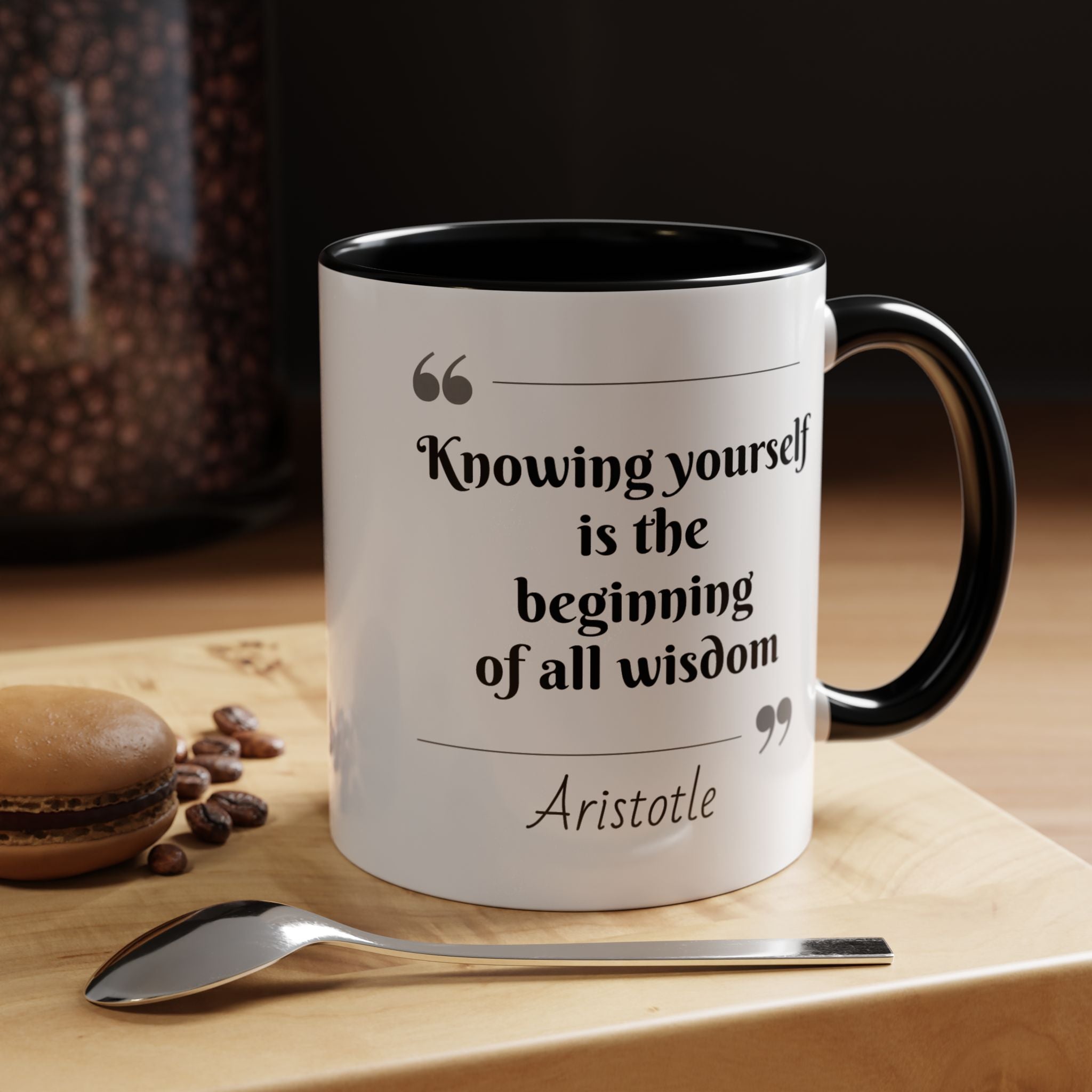 Aristotle Knowing Yourself Quote Mug | Motivational Philosophy Cup | 11oz, 15oz Accent Mugs for Thinkers & Positivity Lovers