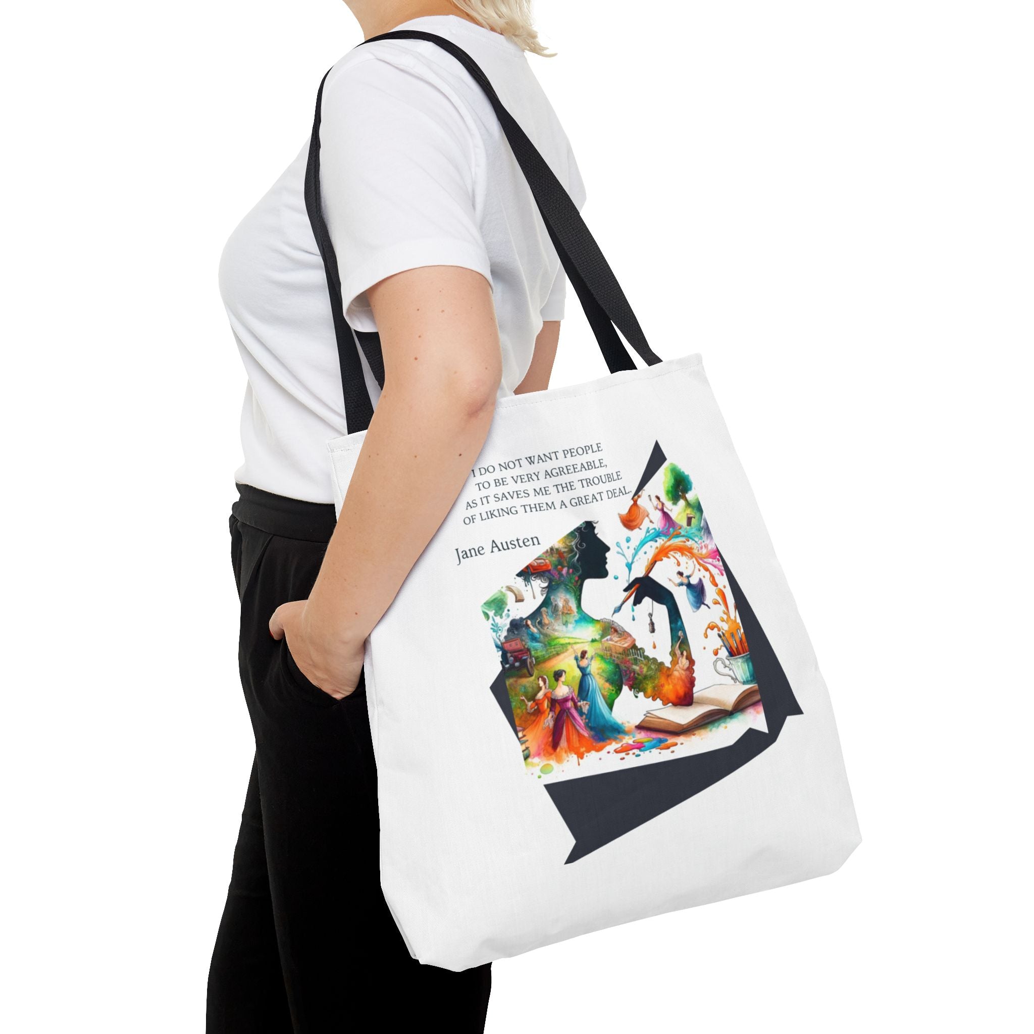 Jane Austen - I don't want to like people quote Tote Bag (AOP) in 3 sizes| Literary Gifts | Pride and Prejudice| Perfect Gift for Austen Fan